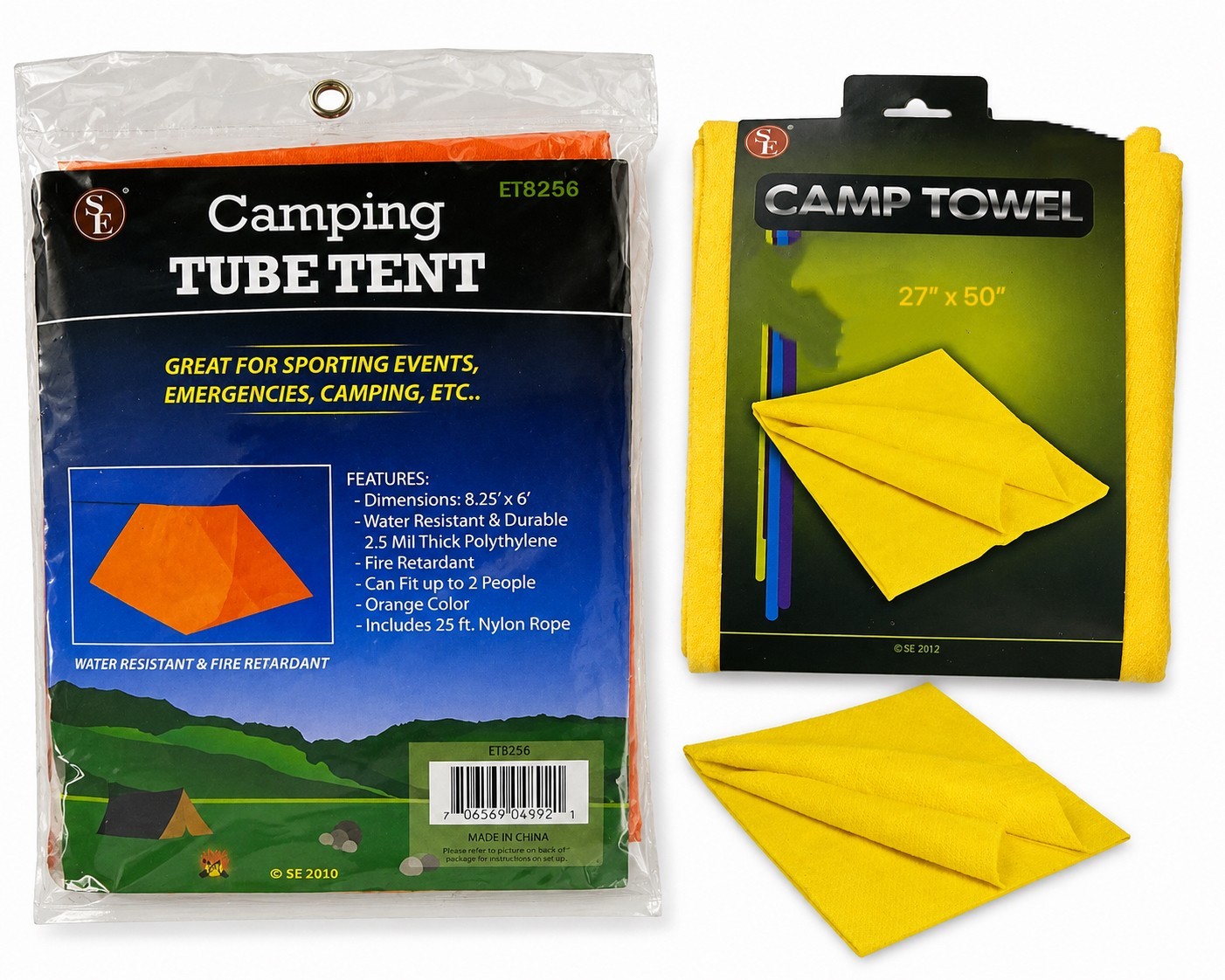 Emergency Survival Camping Kit Tube Tent &Camp Towel Outdoor Hiking Backpacking