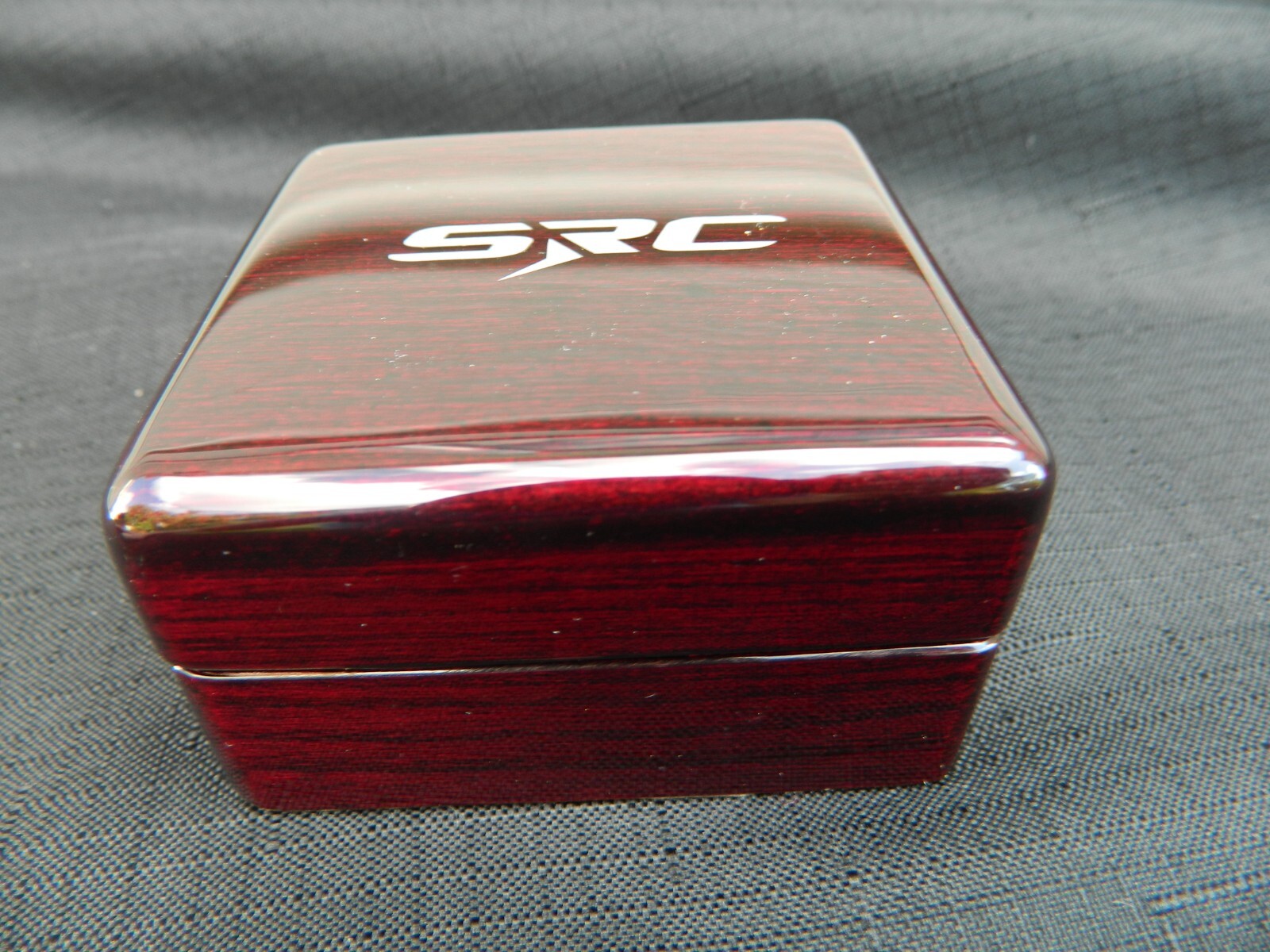Vintage Chrome Compass w/ hinged Lacquered Wooden Box Advertising SRCTec 3″x3″