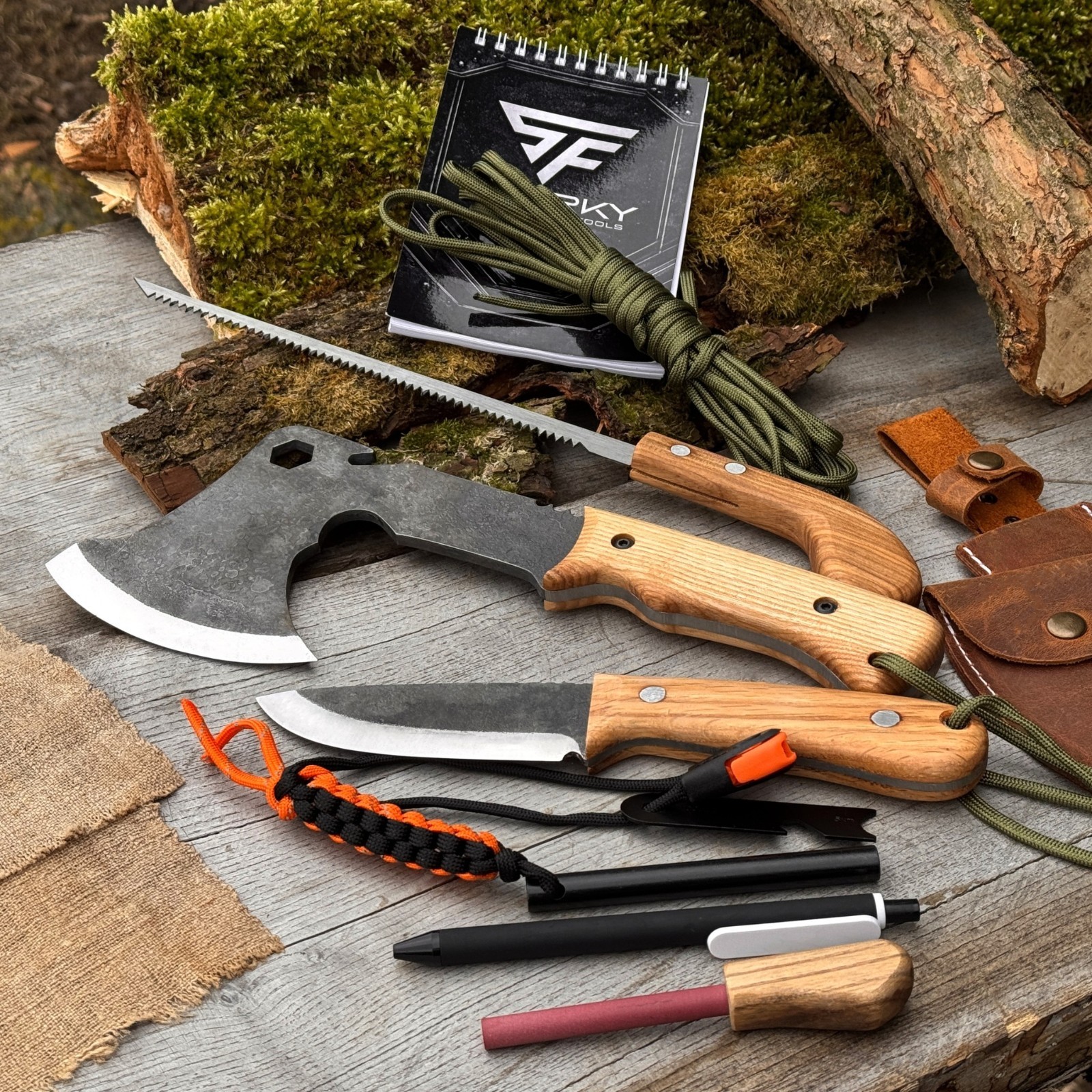 Sharky Camping Kit Bushcraft Gear Set for Hiking, Fishing, Survival, Outdoor Use