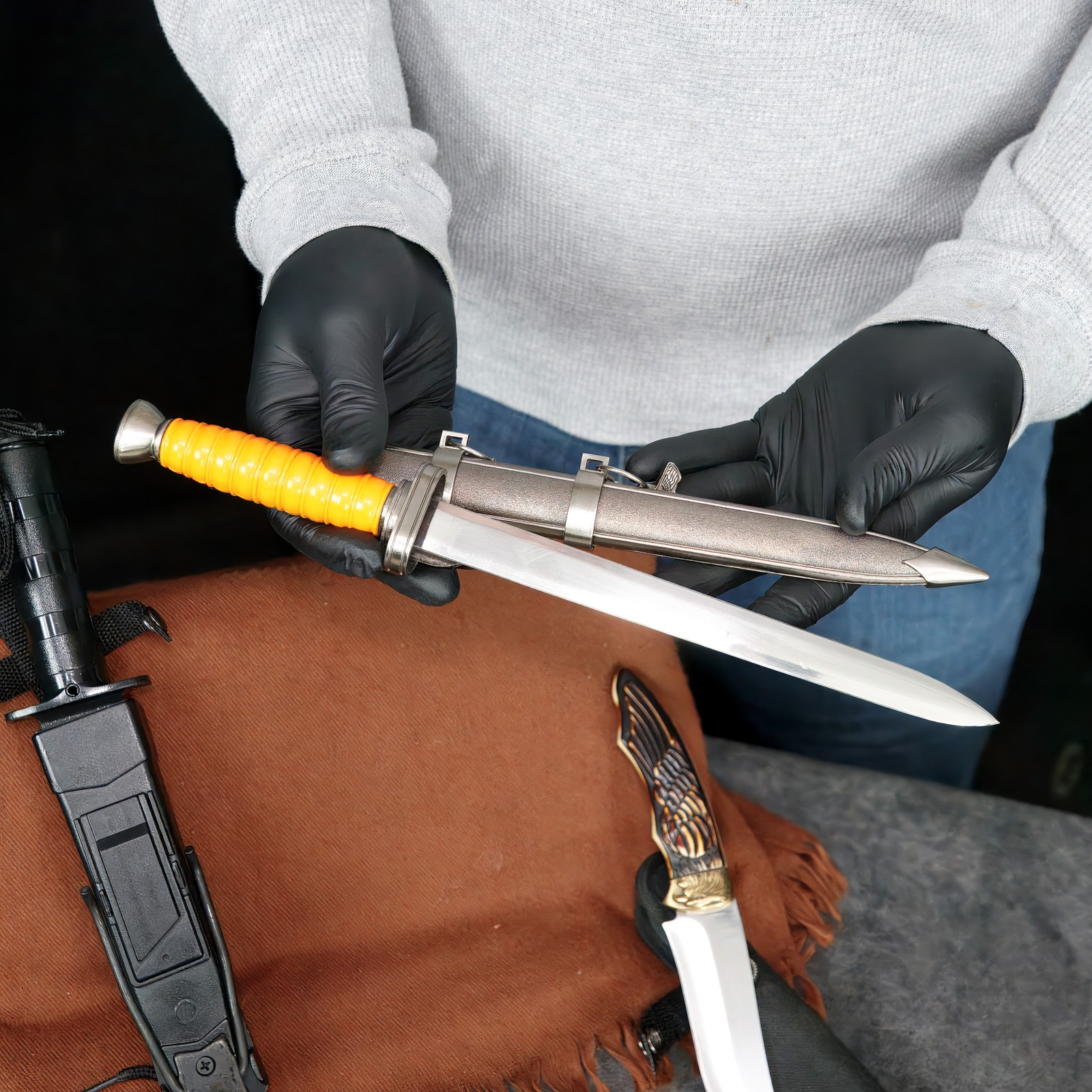 3pc Blade Set: 11″ Survival Bayonet,13″ SS Dagger & 9.5″ Bird Knife Multi-Tools