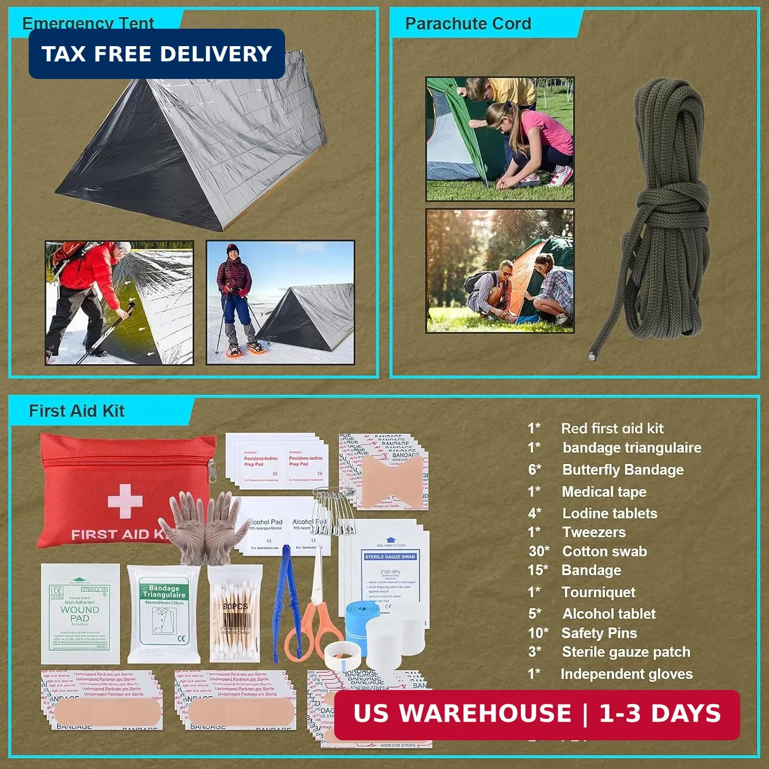 Survival Kit, Gifts for Fathers Day Men, Women, 251pcs Emergency Survival Gear a