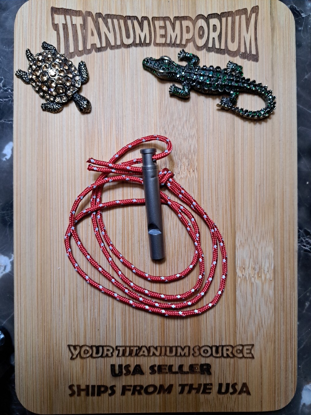 Small Titanium Alloy Whistle With Lanyard