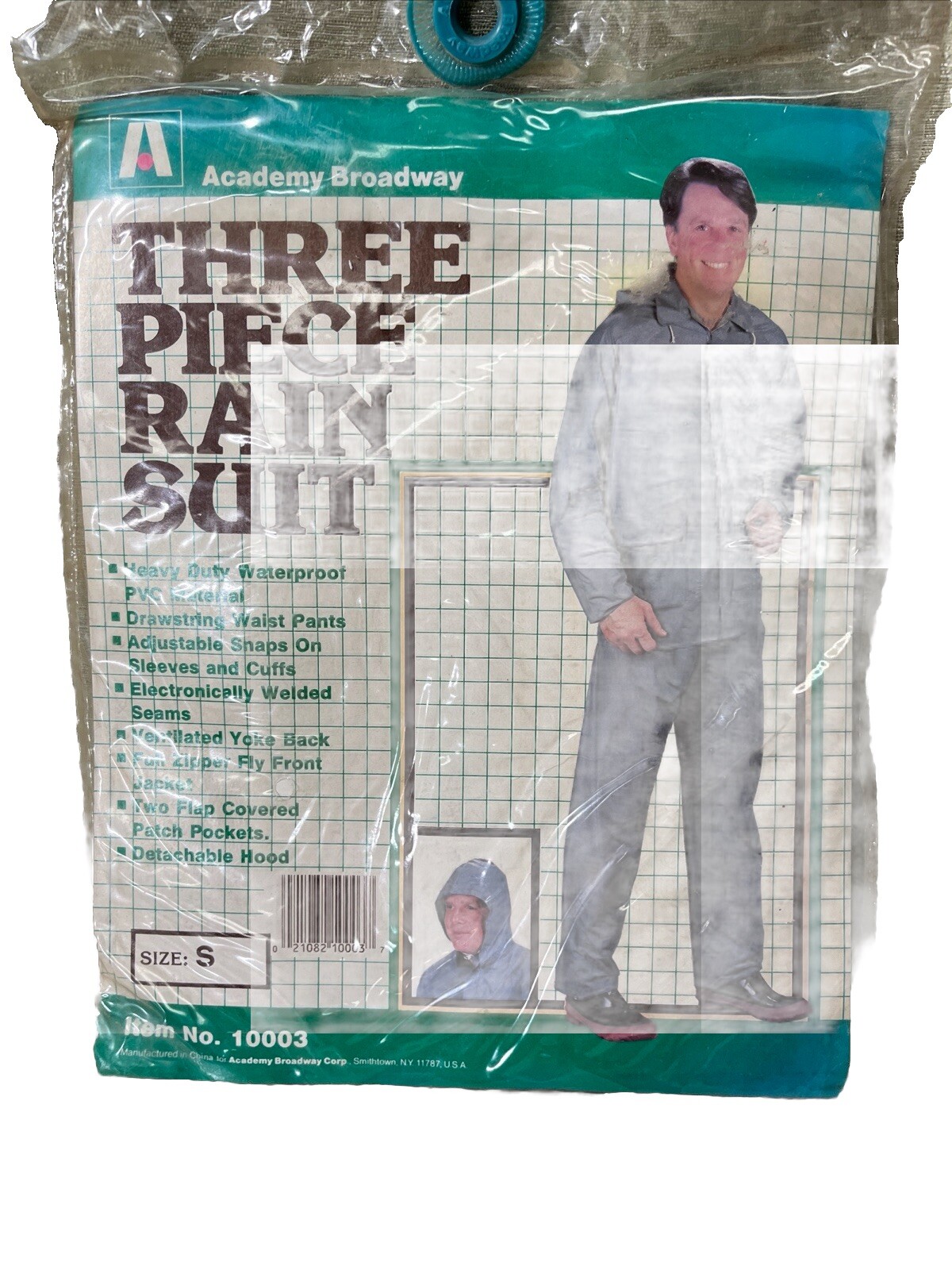 Vintage Academy Broadway Three Piece Rain Suit Waterproof Small Unopened Green