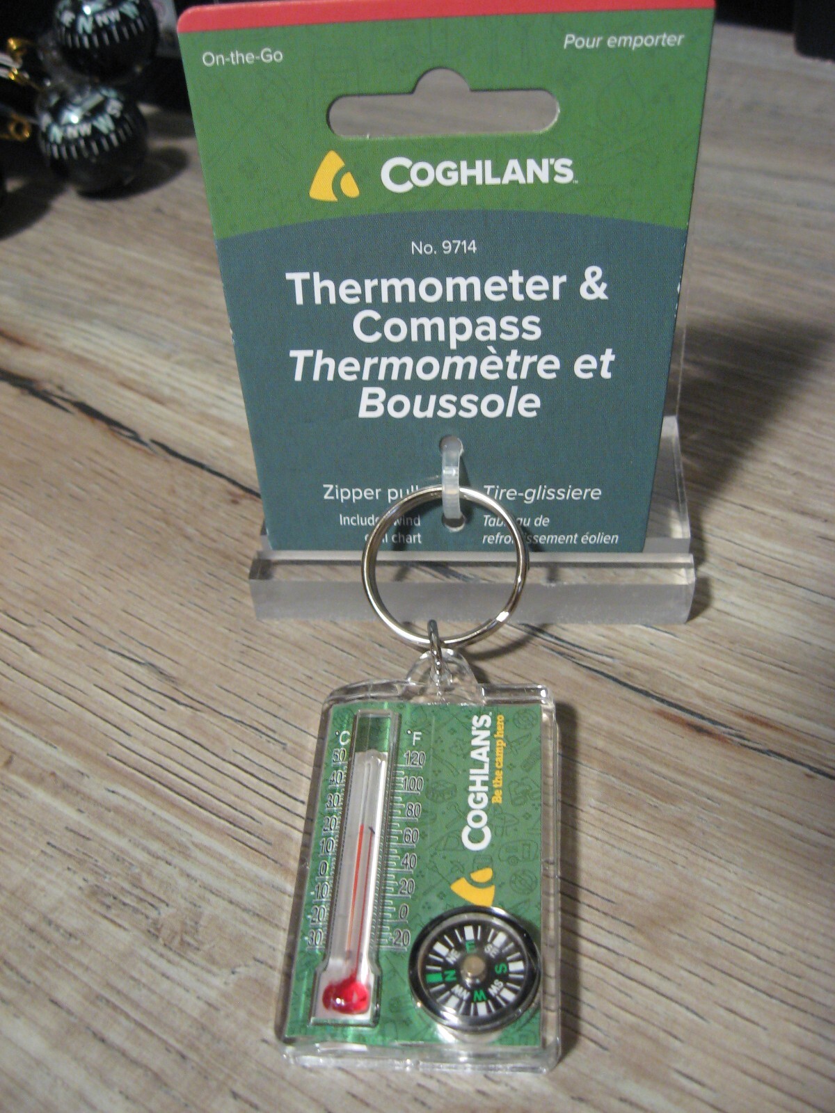 Coghlan’s Thermometer & Compass Key Chain Compact Lightweight Survival 9714