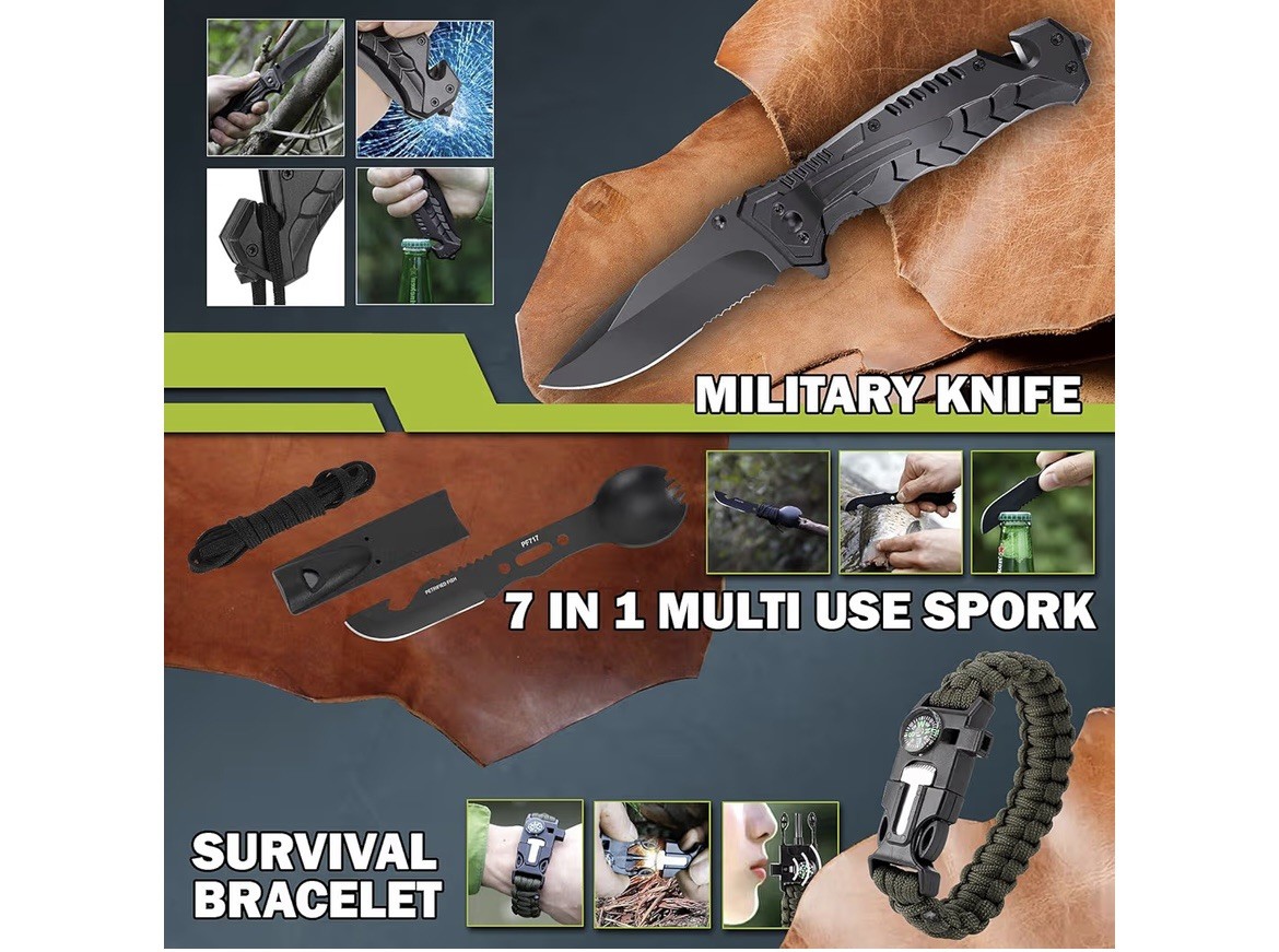 17 in 1 survival kit, survival equipment and supplies for adult men, teenagers