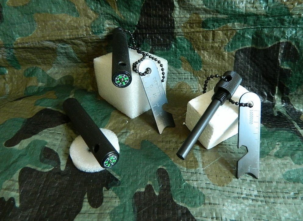 TWO 2.5 EIGHT IN ONE MAGNESIUM FERRO PREMIUM FLINTS W/COMPASS-MORE-NEW-US DEALER