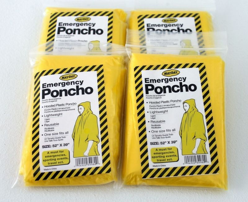 4 Mayday Poncho Emergency Camping Hiking Outdoor Bug-Out-Bag First aid Rain Coat