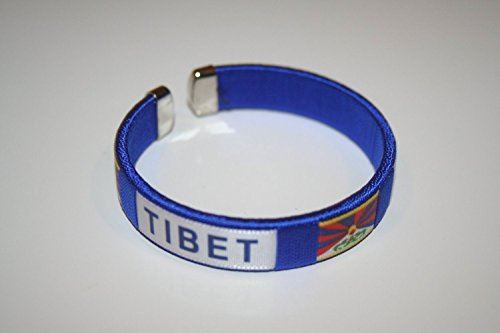 Tibet Blue Country Flag Flexible Adult C Bracelet Wristband … 2.5 Inches in Di