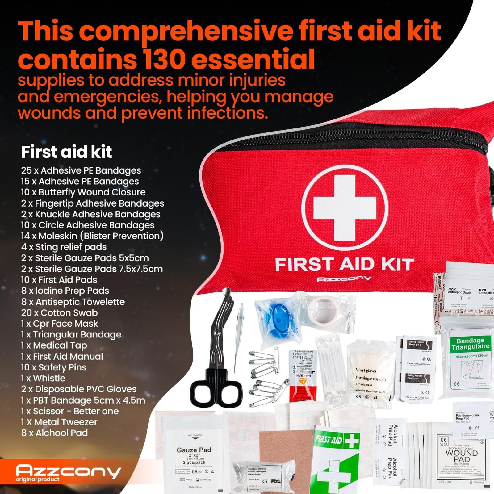 Emergency Survival Kit with First Aid Supplies and Gear, Military Grade Molle