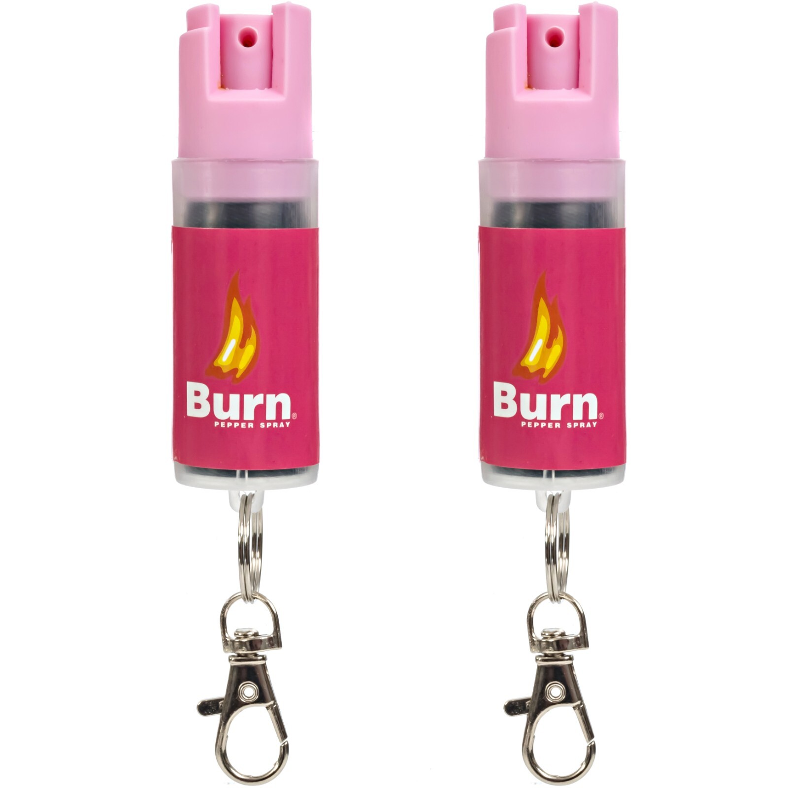 2 PACK BURN Pepper Spray Keychain 1/2oz Women Self Defense Security Pink