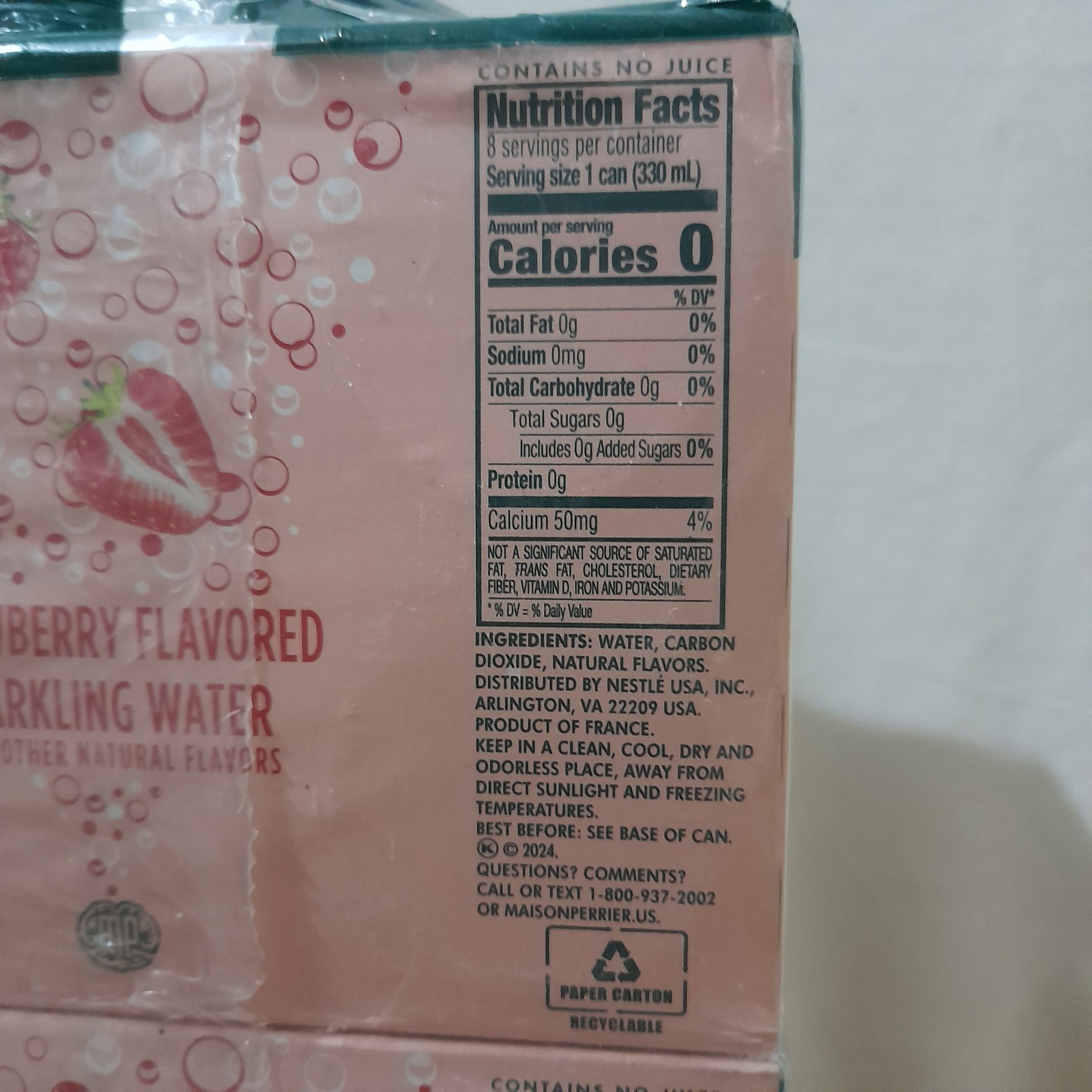 Forever Strawberry Flavored Sparkling Water, 11.15 Fl Oz, 24 Count (12/19/2026)