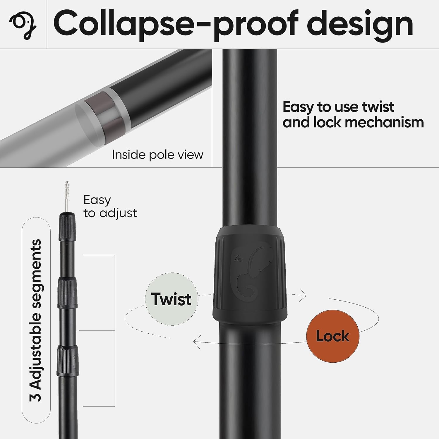 Green Elephant Camping Tarp Poles – Adjustable Aluminum Telescoping 2