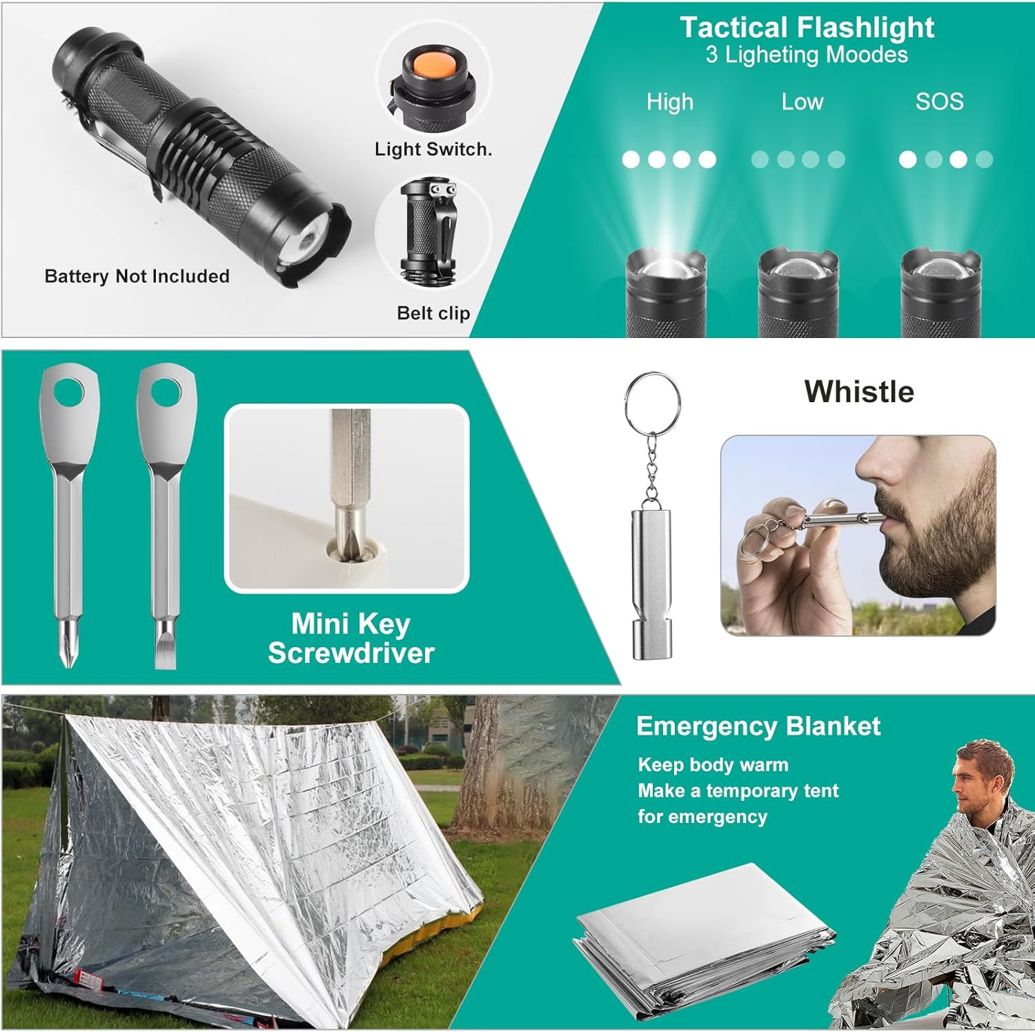 20in1 Survival Kit Tactical Emergency Gear Camping Outdoor EDC Tool Set