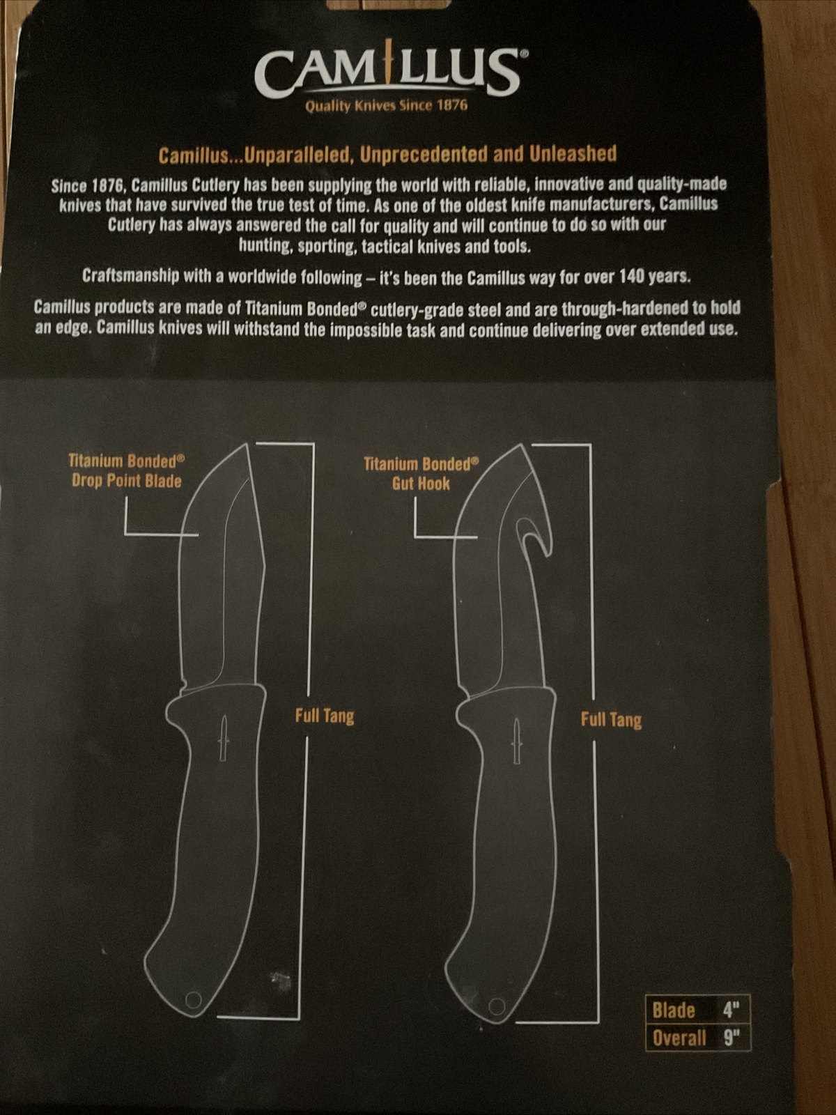 Camillus Game Hunting Combo 9″ Gut Hook Knife 9″ Drop Point Combo Set Survival