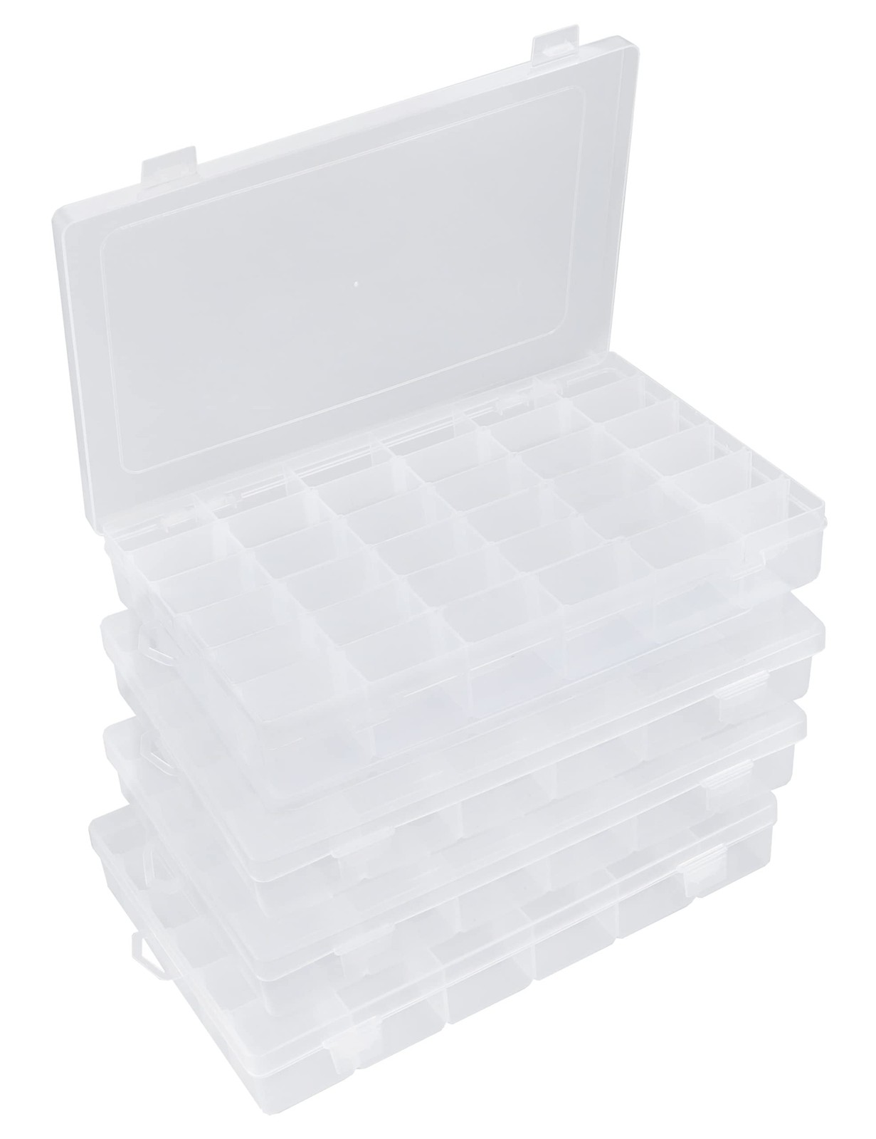 Hlotmeky Bead Organizer 36 Grids 4 Pack Clear 10.9 x 7 x 1.7 inches, clear