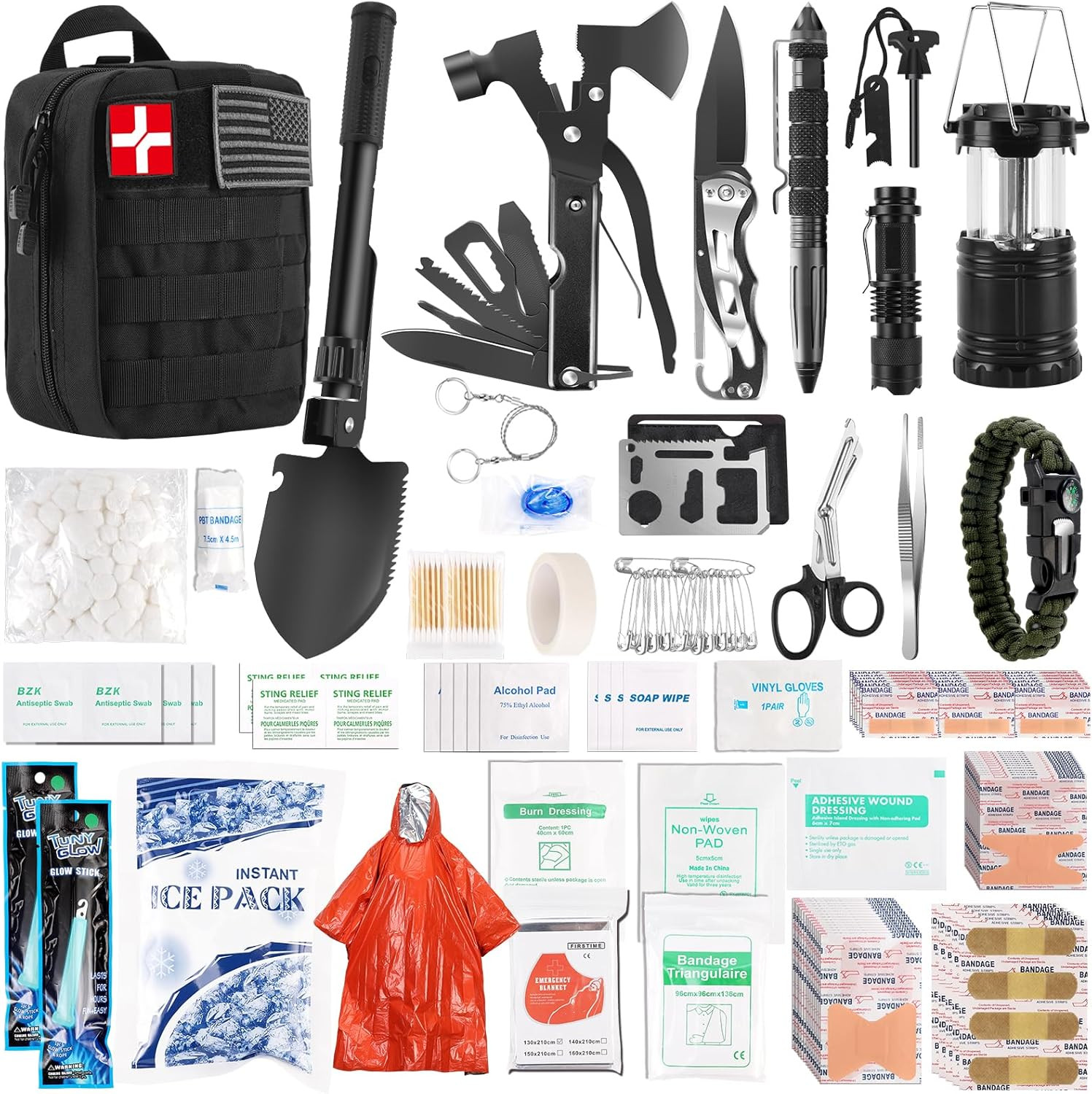 318 PCS Emergency Survival Kit, Survival Gear and Equipment First Aid Kit Med Su