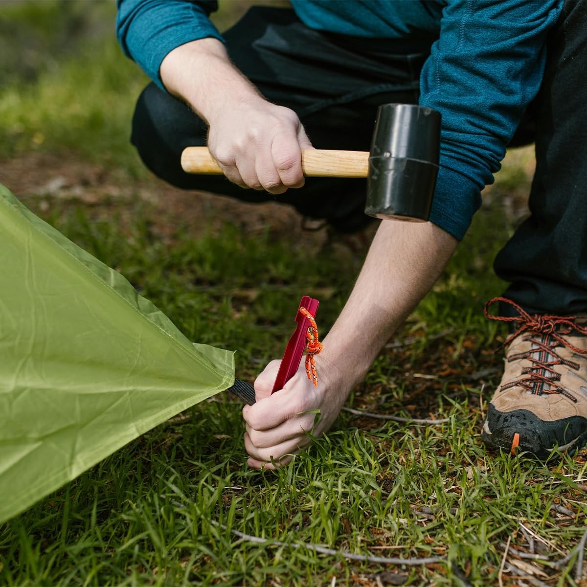 Keovoker 12 Pack Tent Stakes, 7-inch Ultralight Aluminum Ground Pegs with Red