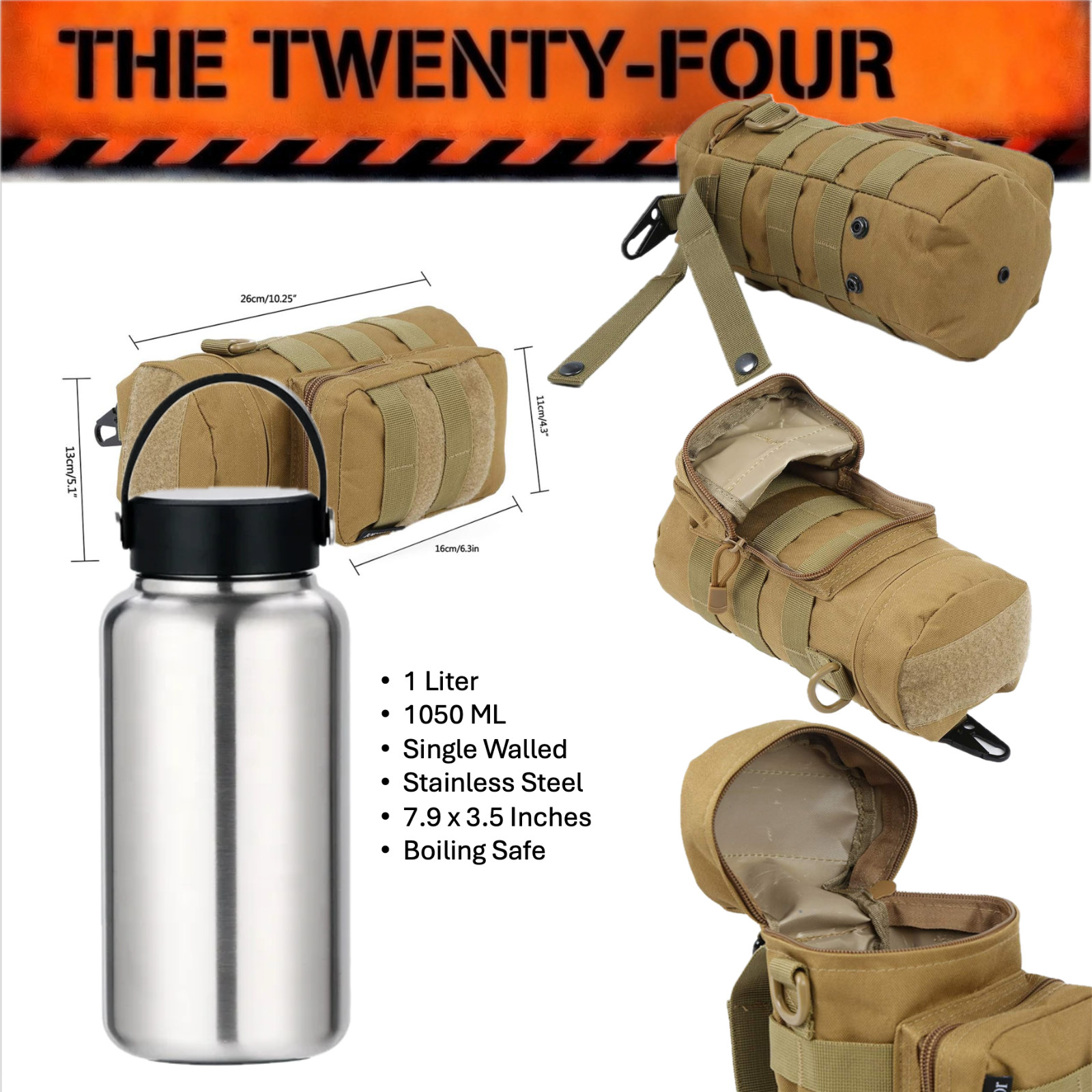 24 Hour Emergency Survival Water Bottle Molle Kit / EDC Kit / First Aid Kit
