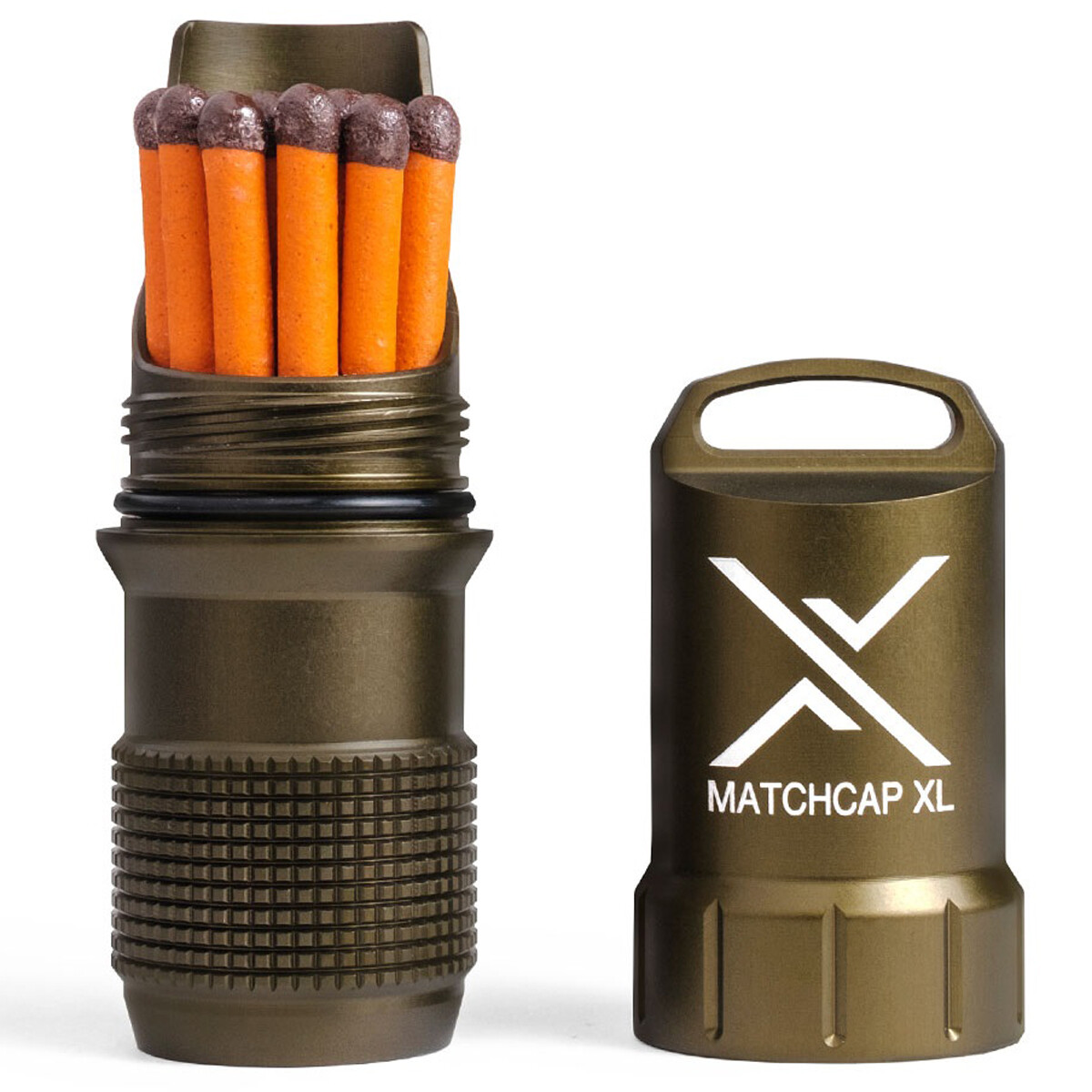 Exotac MATCHCAP XL Waterproof Match and Striker Case – Olive Drab