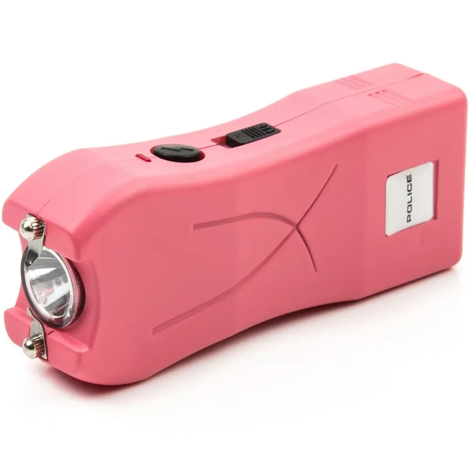 POLICE Stun Gun 398 Max Volt Mini Rechargeable LED Flashlight Pink