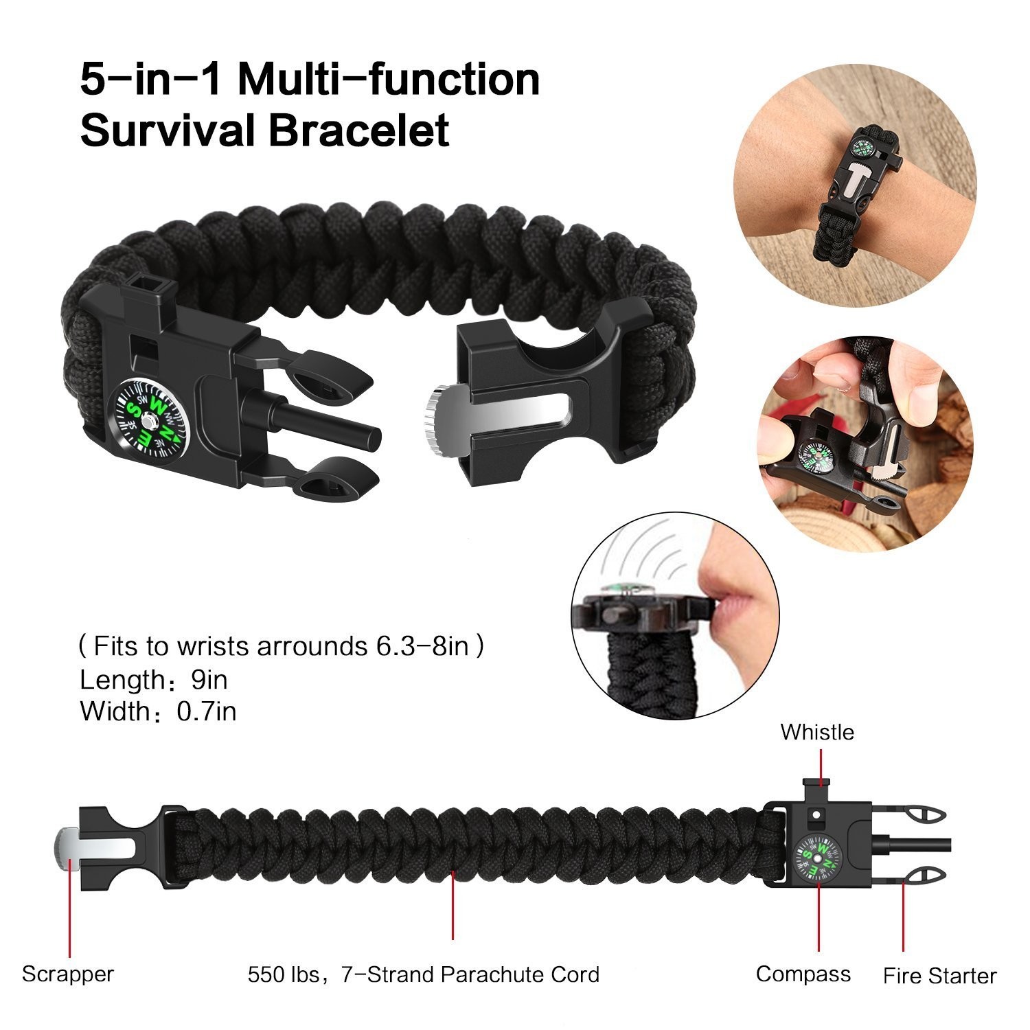 Emergency Survival Kit 13 in 1, Outdoor Survival Gear Tool with Survival Brac…