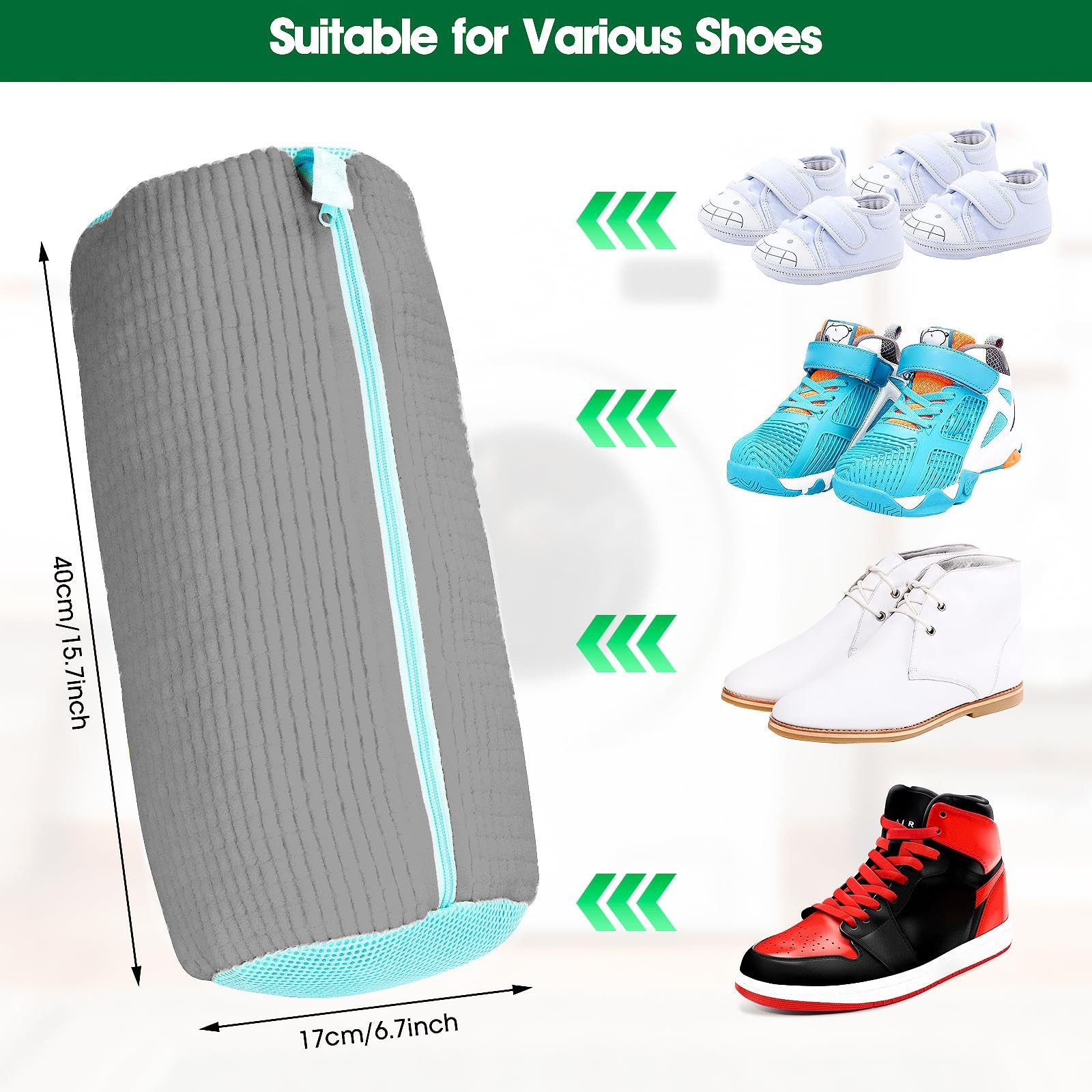 Shoe Washing Machine Bag, 2 Pack Sneaker Cleaner Kit Extra Large, Gray-2P