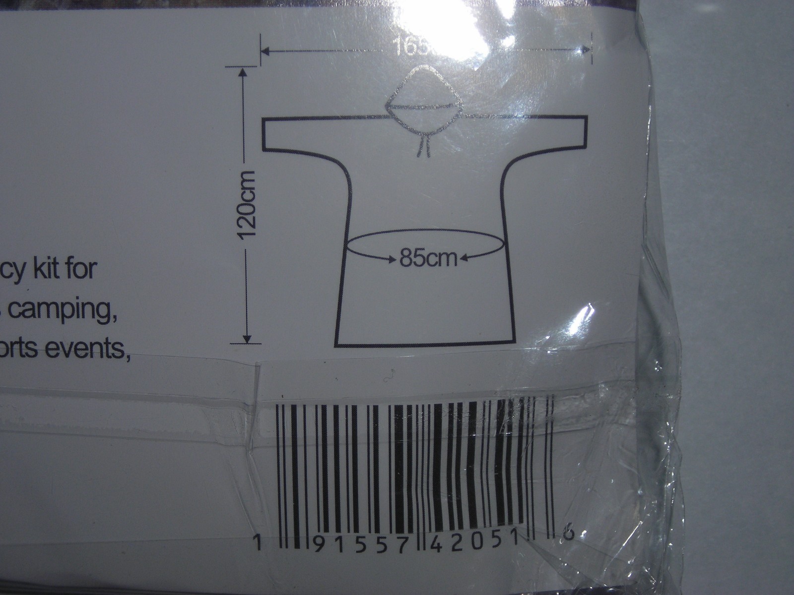 Disposable Adult Emergency Waterproof Hood RainCoat Poncho Hiking Camping