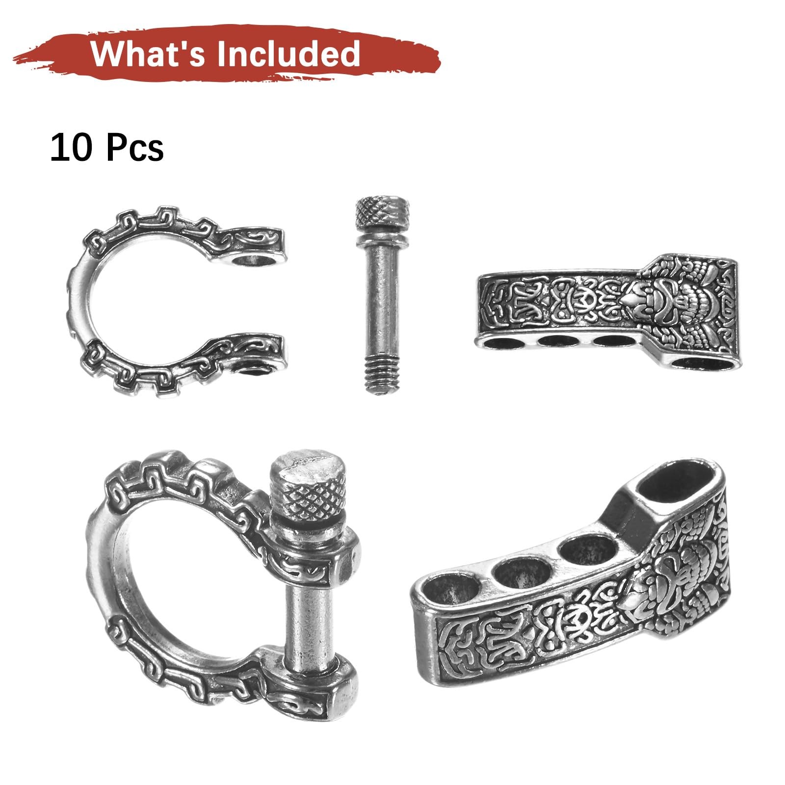 TIXIPEM Paracord Bracelet Shackle Buckle [10PCS] – 53 x 25 mm, Silver