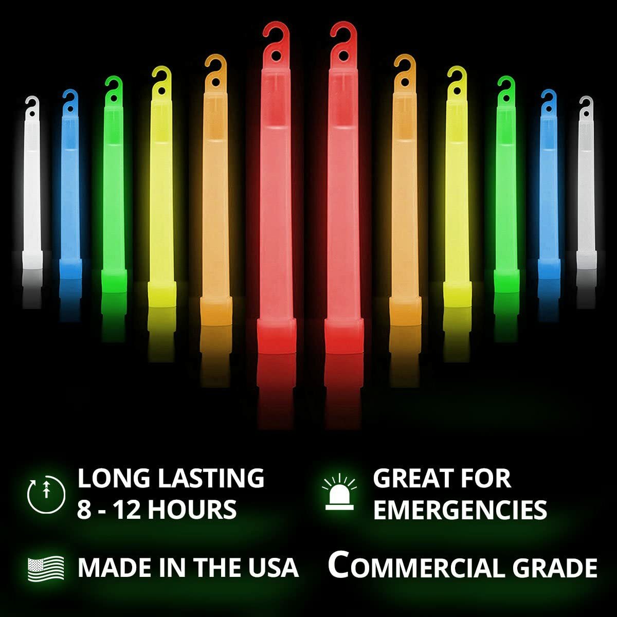 MULTI Pack 12 Red/White/Yellow/ GREEN + Cyalume Lightsticks Emergency Survival