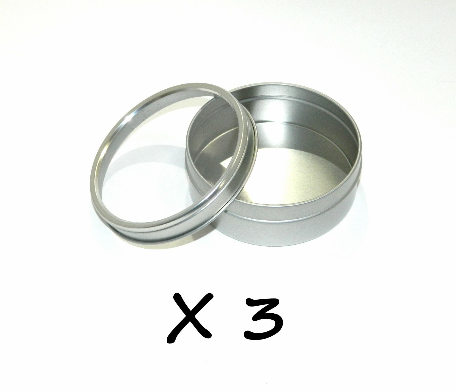 4 oz Round Metal Window See Through Slip-Lid Survival Craft Tin Can Container X3