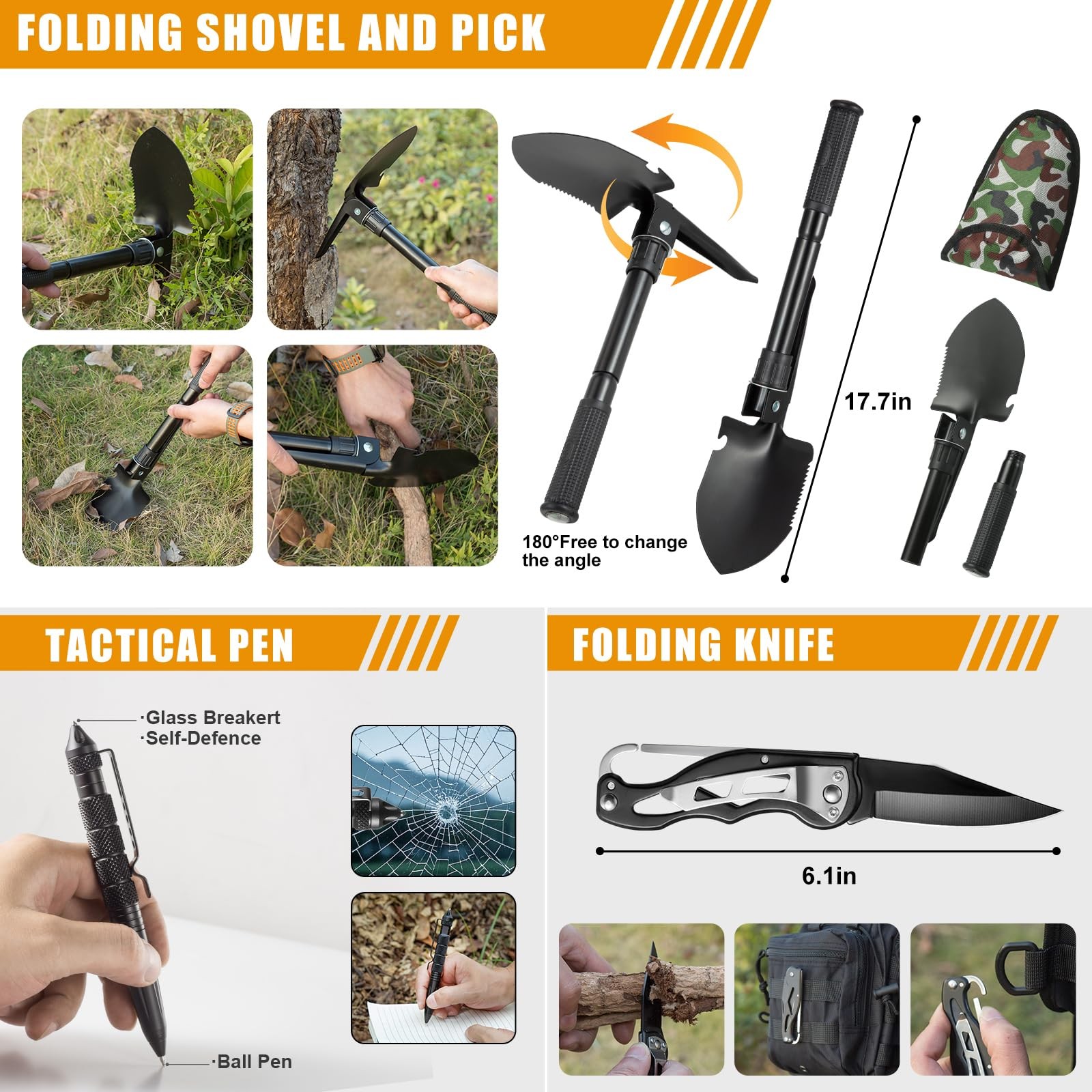 Survival Kit,360 Pcs Bug Out Bag with First Aid Kit.Camping Axe, Survival Sho…
