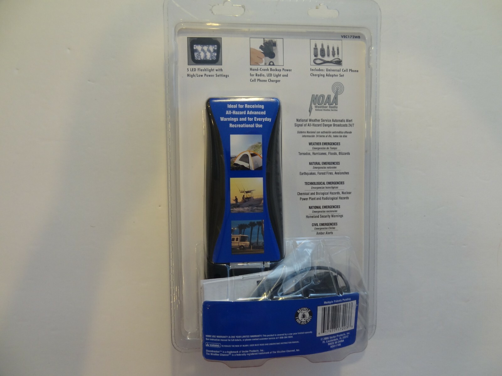 Stormtracker Weather Alert Radio/Flashlight Vector AM/FM LED Phone Charger NIB