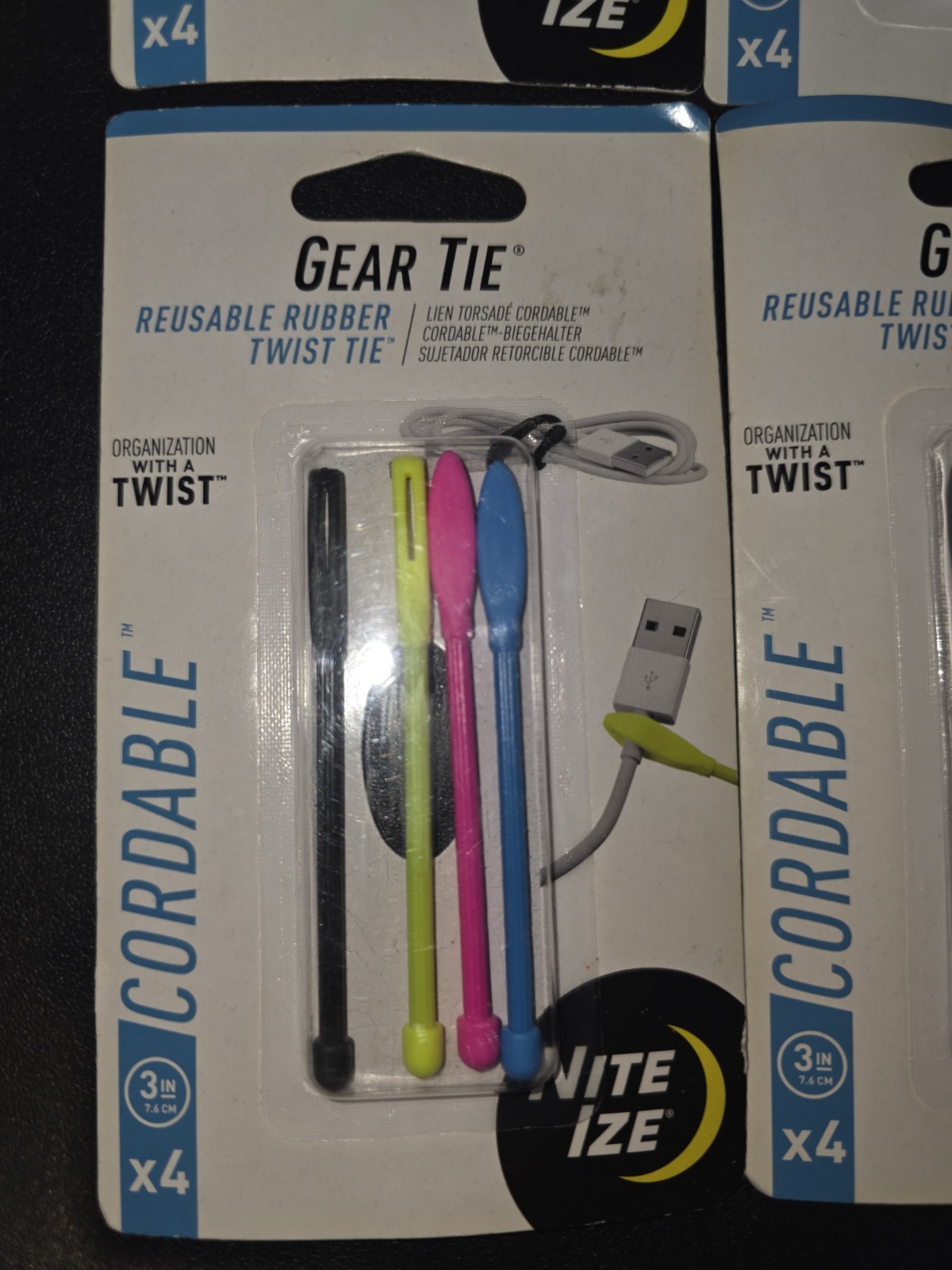 Nite Ize 4-Pack Gear Tie Cordable Twist Tie, 3″ – Assorted Colors (6-Pack)
