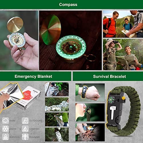 Survival Kit 27 in 1 Camping Gear Emergency Tools Portable Waterproof Box for