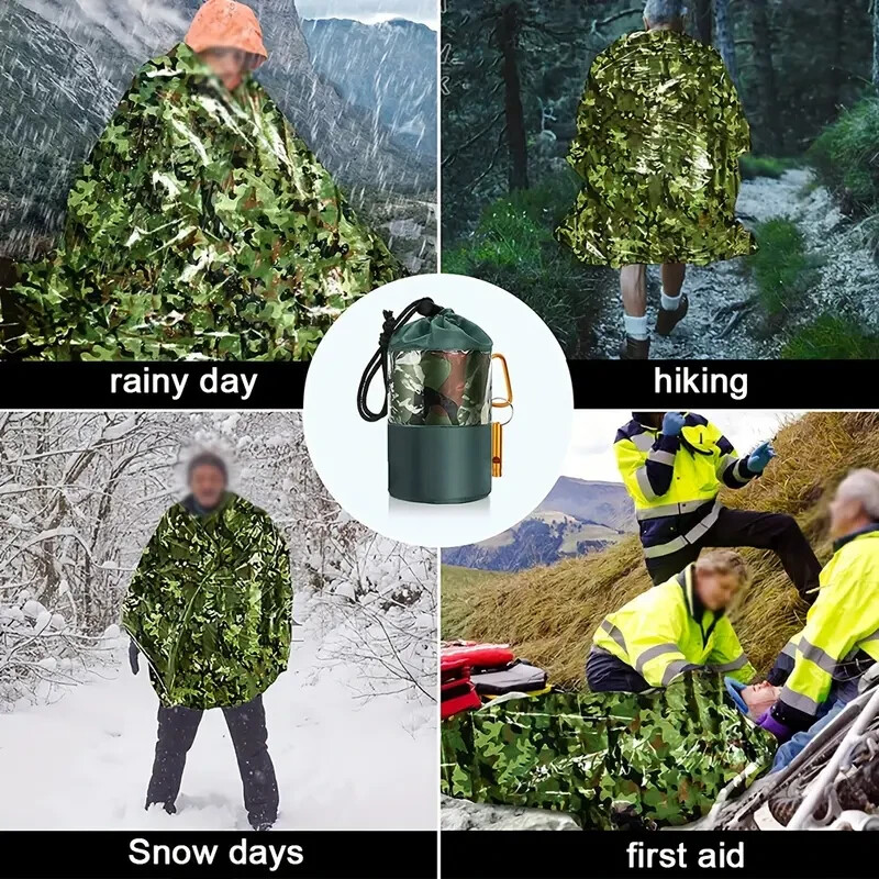 Bivvy Camouflage Emergency Sleeping Bag Thermal Survival Camping Hiking Outdoor