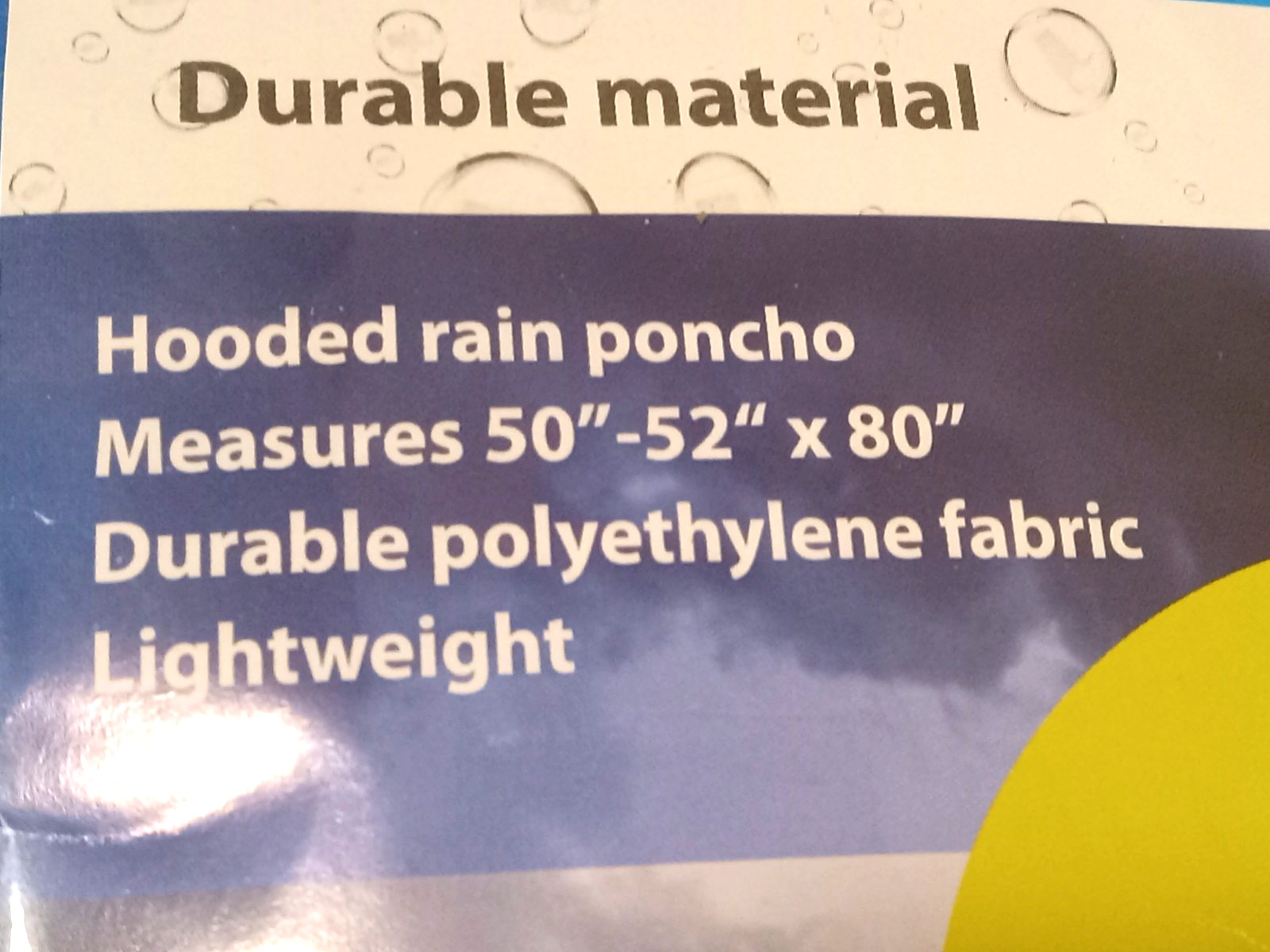 4) x Hooded Poncho Emergency Rain Gear Blue Lightweight Adult 50″-52″ x 80″