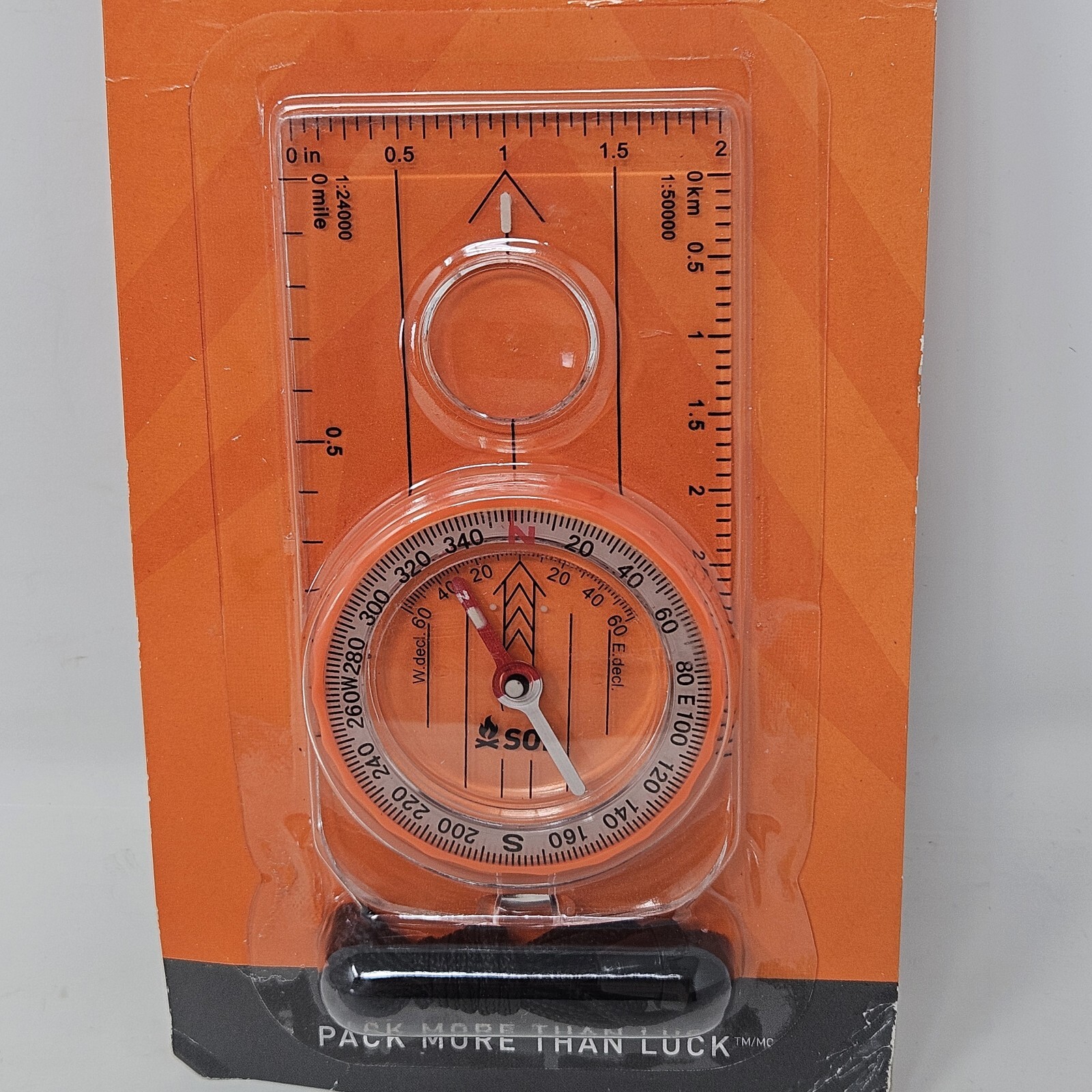 SOL SURVIVE OUTDOORS LONGER DELUXE MAP COMPASS EXTENDED BASEPLATE
