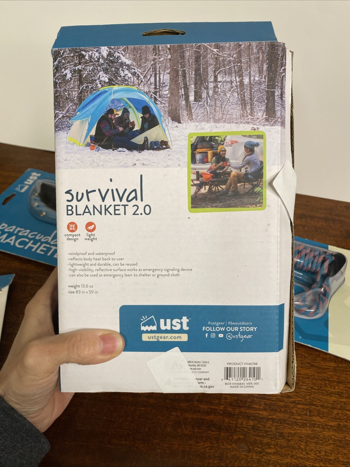 UST survival Kit Blanket Compass Machete Fire Starter Whistle