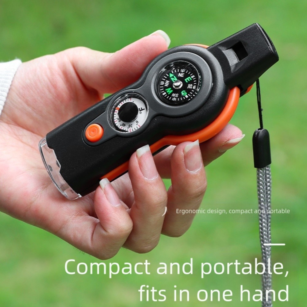 ABS Outdoor Tools Survival Whistle Built-in Thermometer Length: 109mm