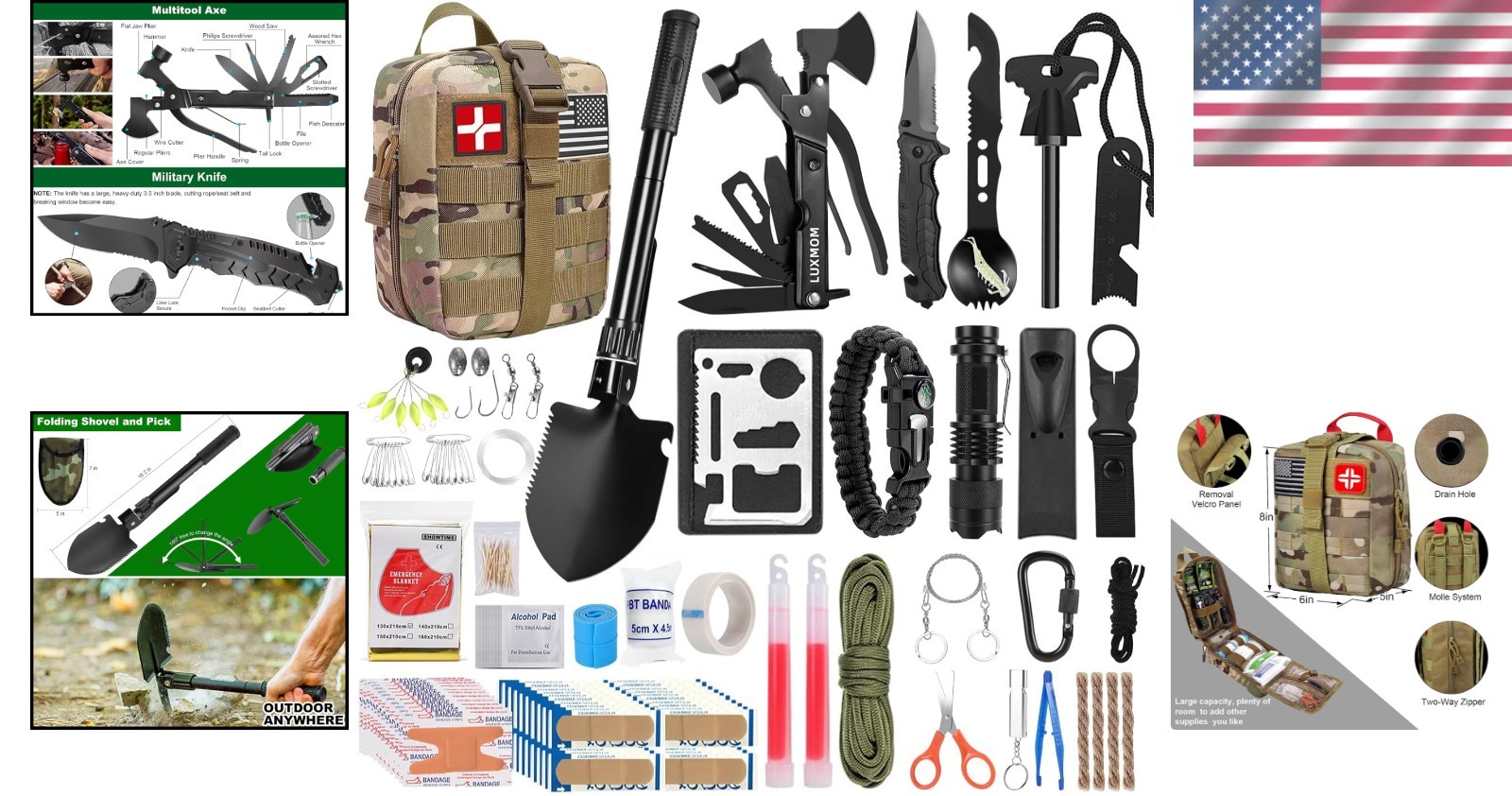 Men’s 142-Pc Survival & First Aid Emergency Kit – Perfect for Camping Adventures