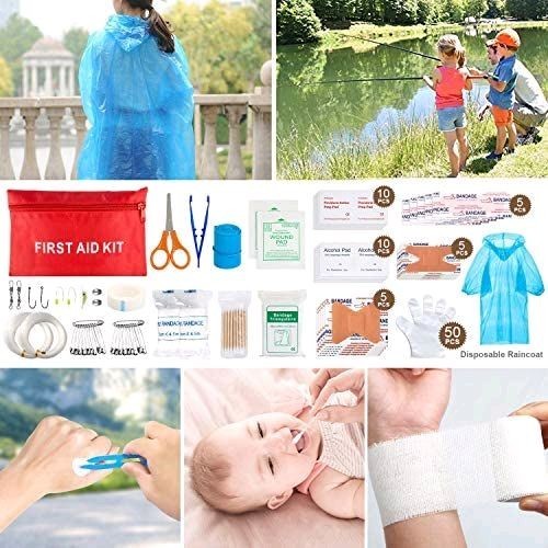 100+ PCS Survival Kit Emergency Tactical Pouch First Aid Gear Camping Tool Green