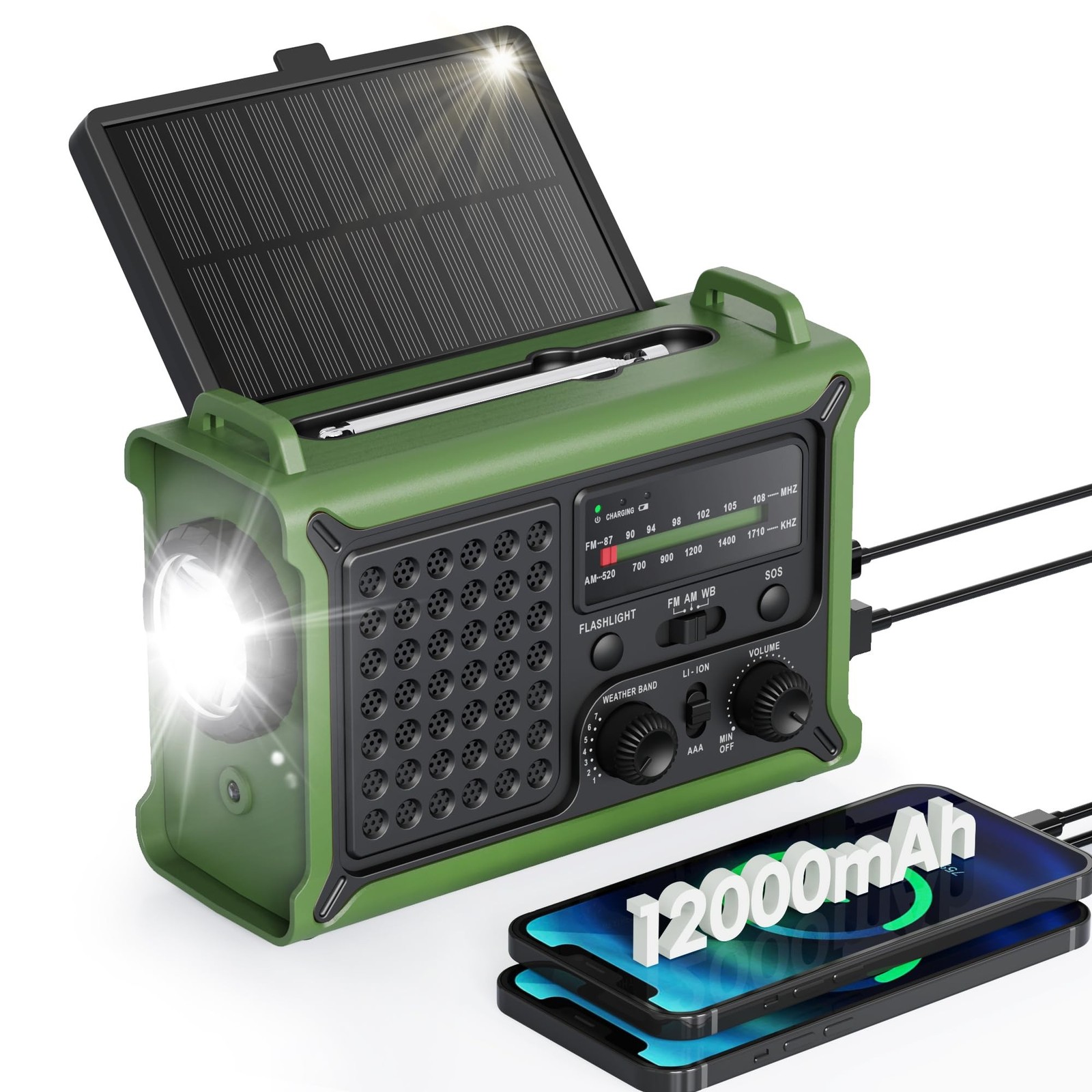 Emergency Weather Radio with Large Solar Panel, Efficient Hand Crank & Real 1…