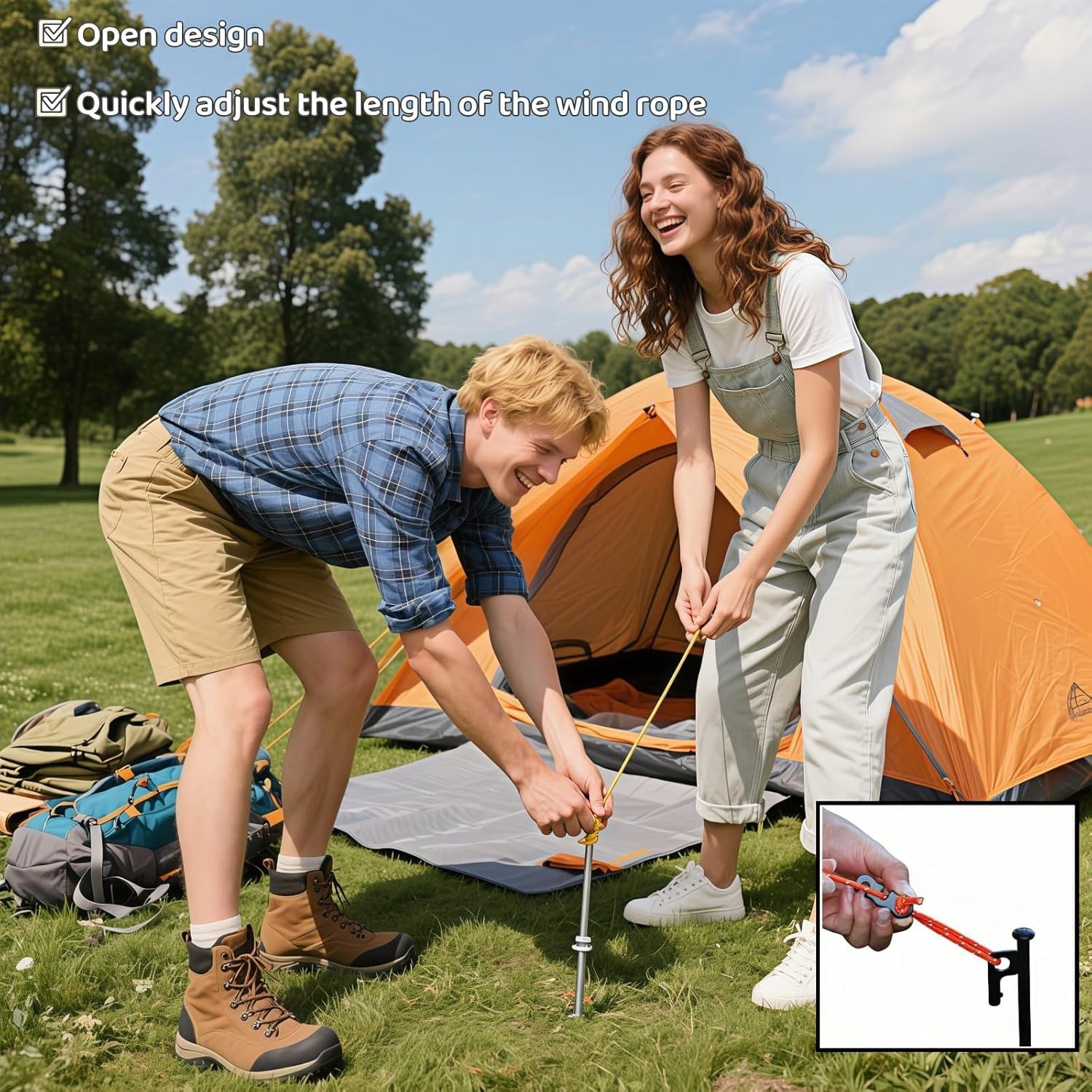 Set of 4 Lightweight Aluminum Guyline Tensioners – Effortless Adjustment