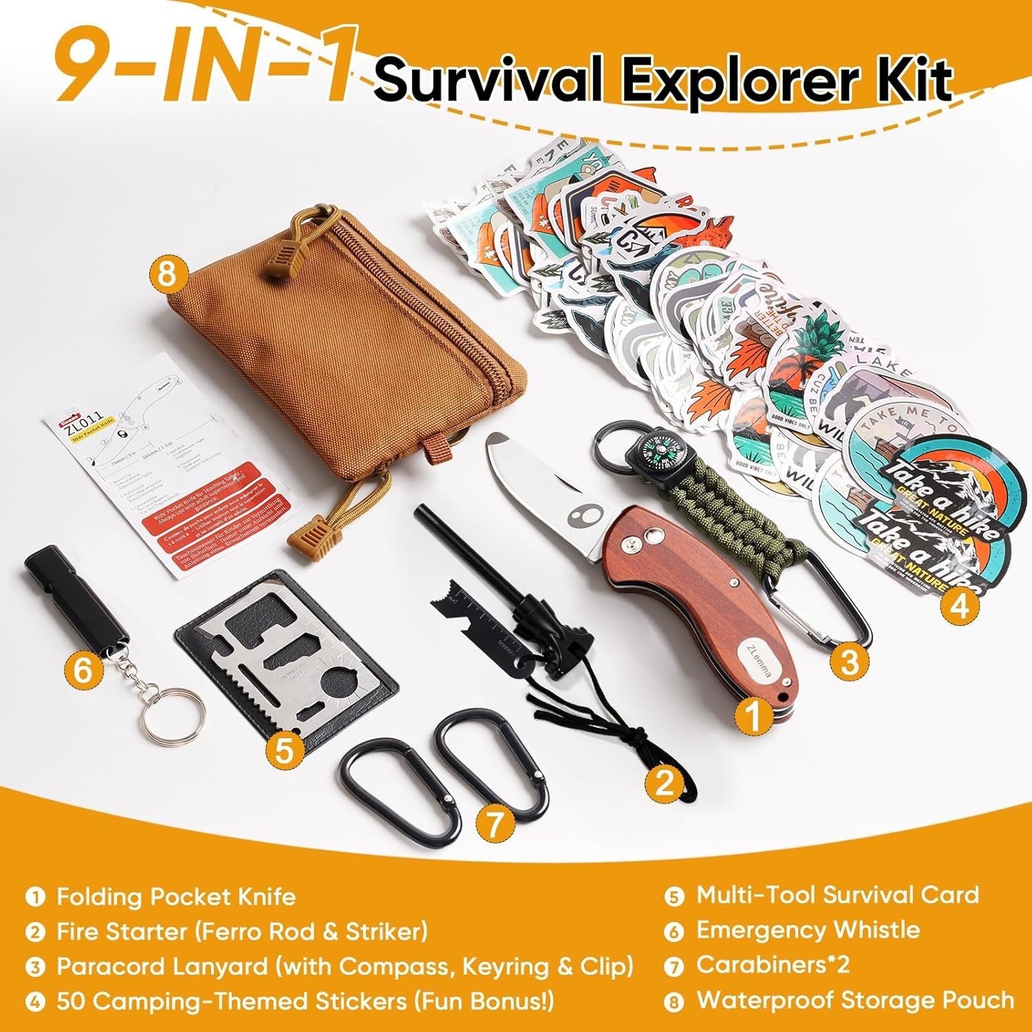 Complete Kids Survival Set with Knife, Fire Starter, Multi-tool and Carry Case