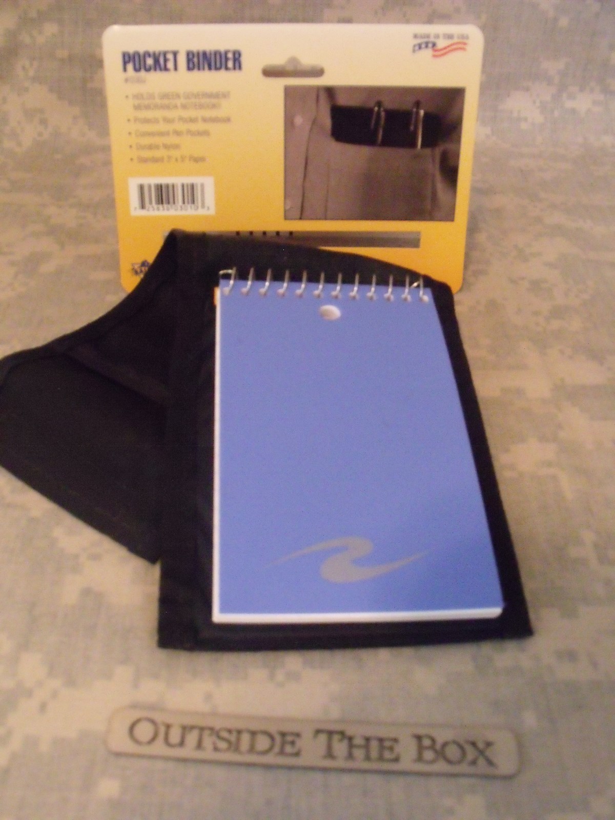 US Military “Pocket Binder” 3″x5″ Notebook, BLACK Nylon, Pen/Storage Pocket