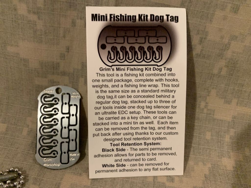 Emergency/Survival: Grim Workshop NEW – Mini Fishing Dog Tag – MADE IN USA!
