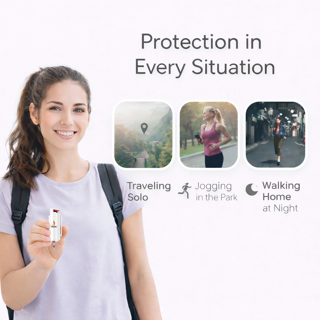 BURN Keychain Pepper spray Self Defense – 1 Pack .50oz White