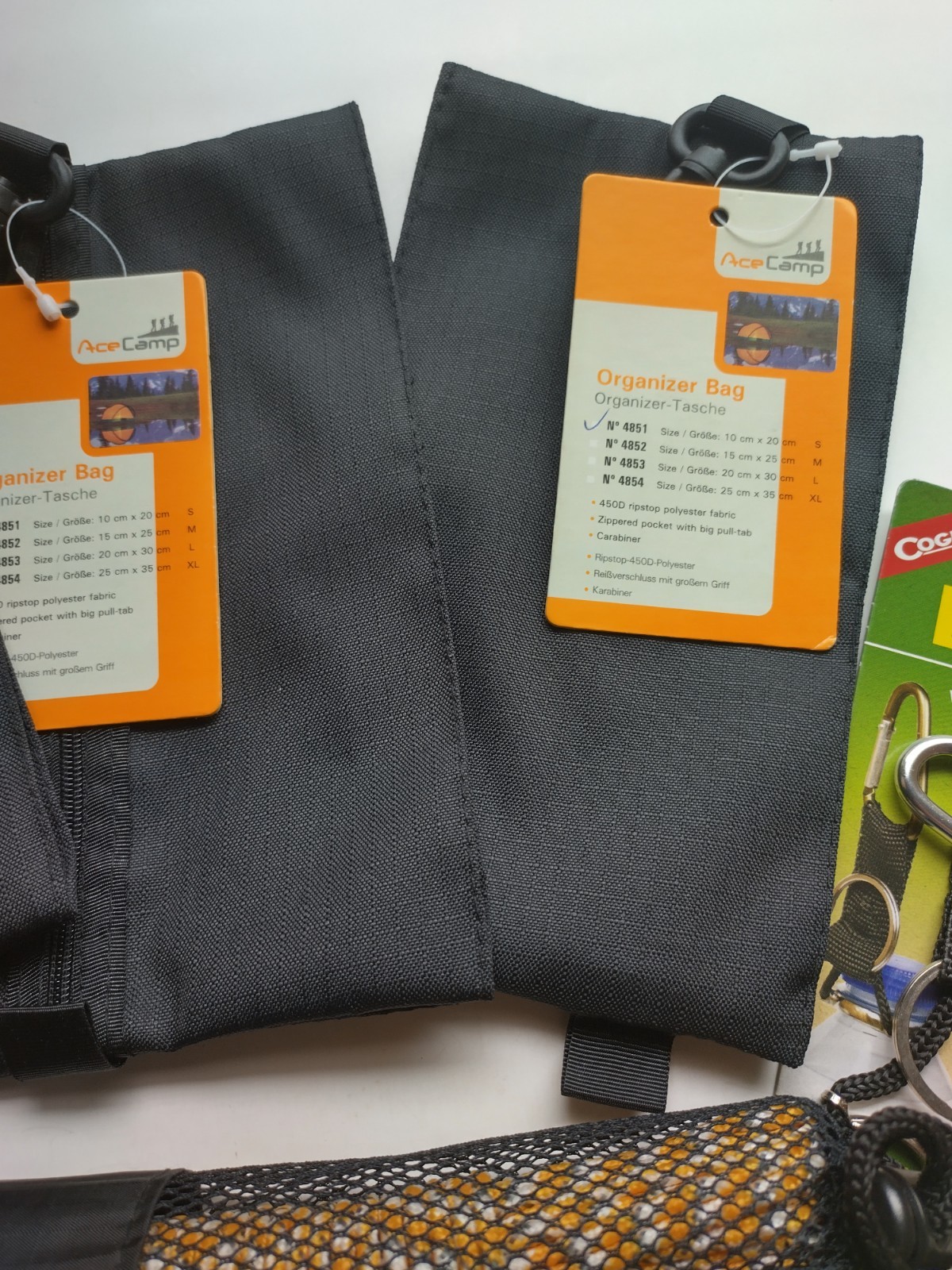 Lot of Camping Gear – 3 Pouches, Glow-in-the-dark Rope, Tent Repair Kit, Etc.
