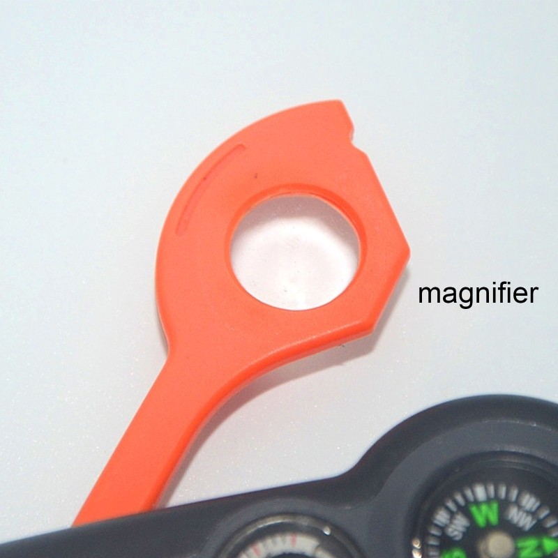Multifunction 7 in1 Outdoor Survival Whistle Keychain with Compass Magnifier