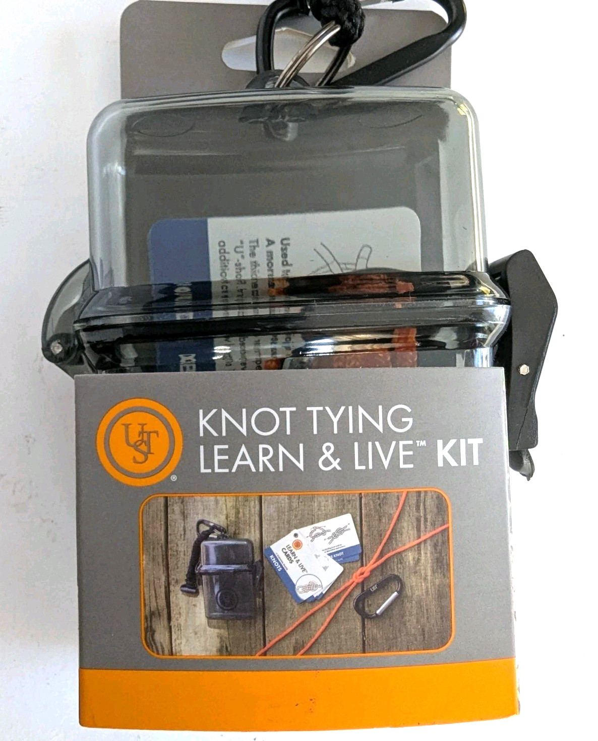 UST Knot Tying Kit Learn & Live Watertight Storage Case Knot Tying Cards Cord